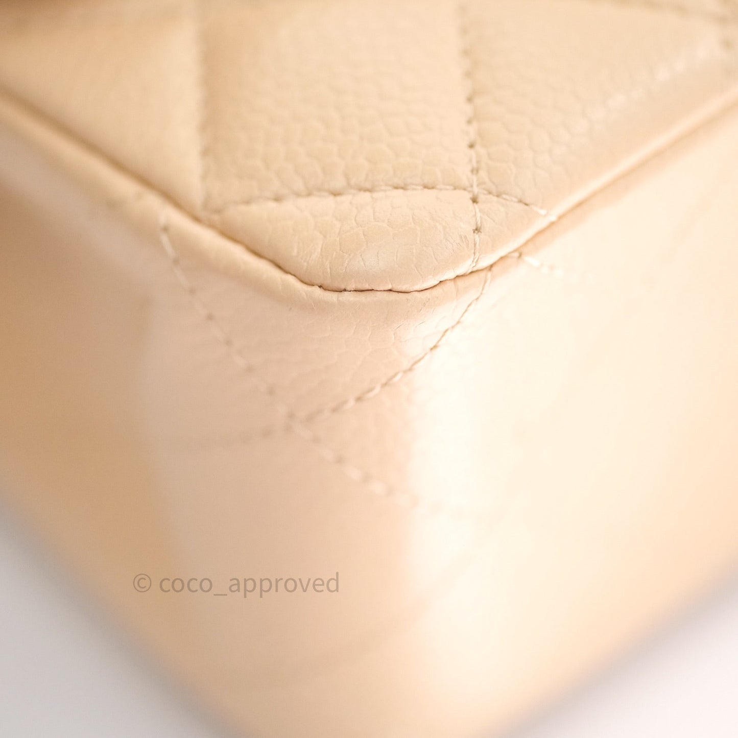 Chanel Quilted M/L Medium Double Flap Beige Clair Caviar Silver Hardware