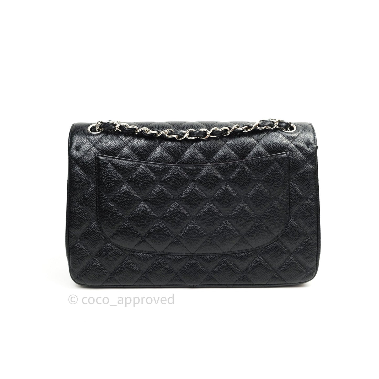 Chanel Quilted Jumbo Double Flap Black Caviar Silver Hardware⁣⁣