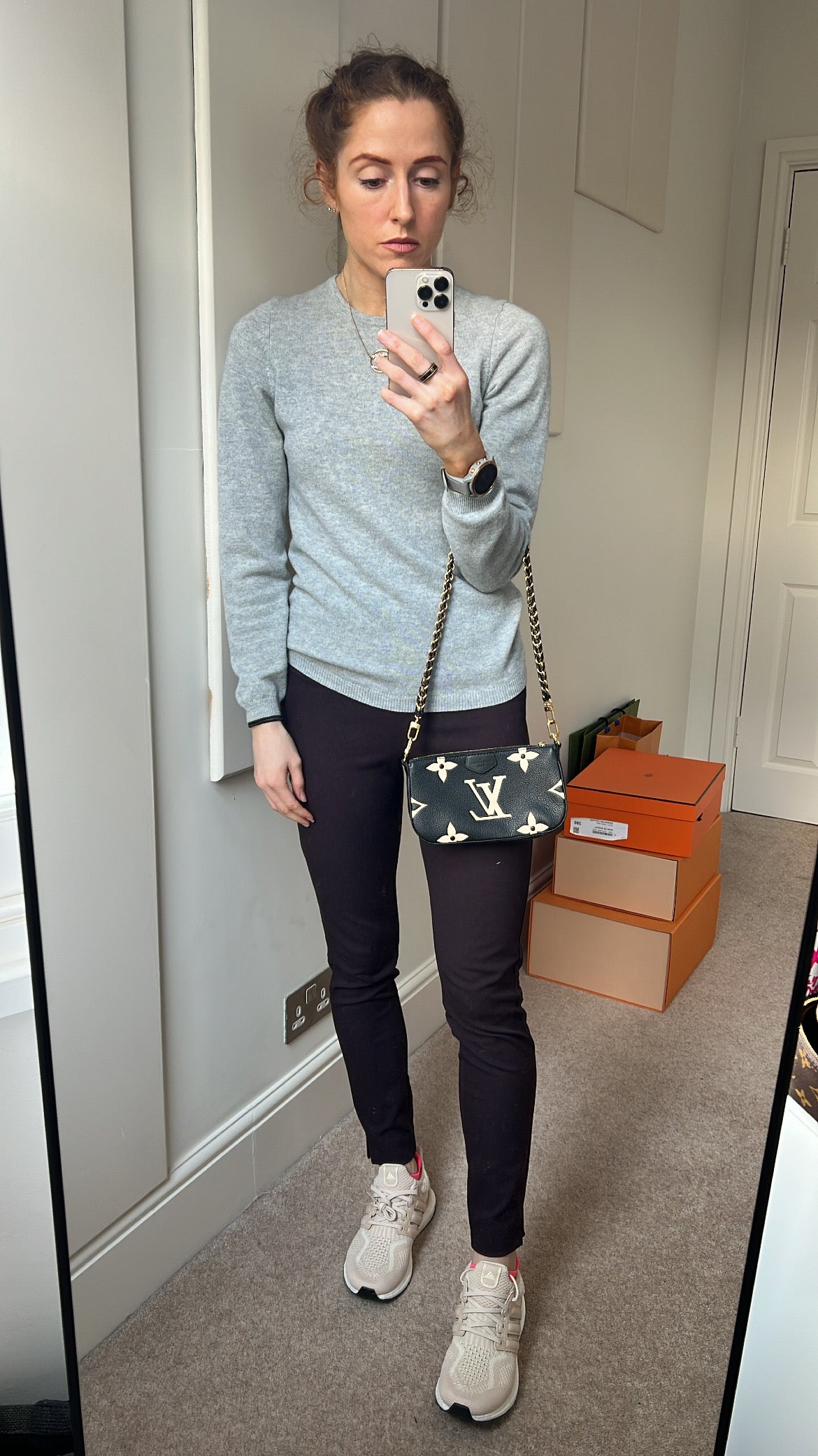 Louis Vuitton Multi Pochette Accessoires Black Beige Empreinte (2120)