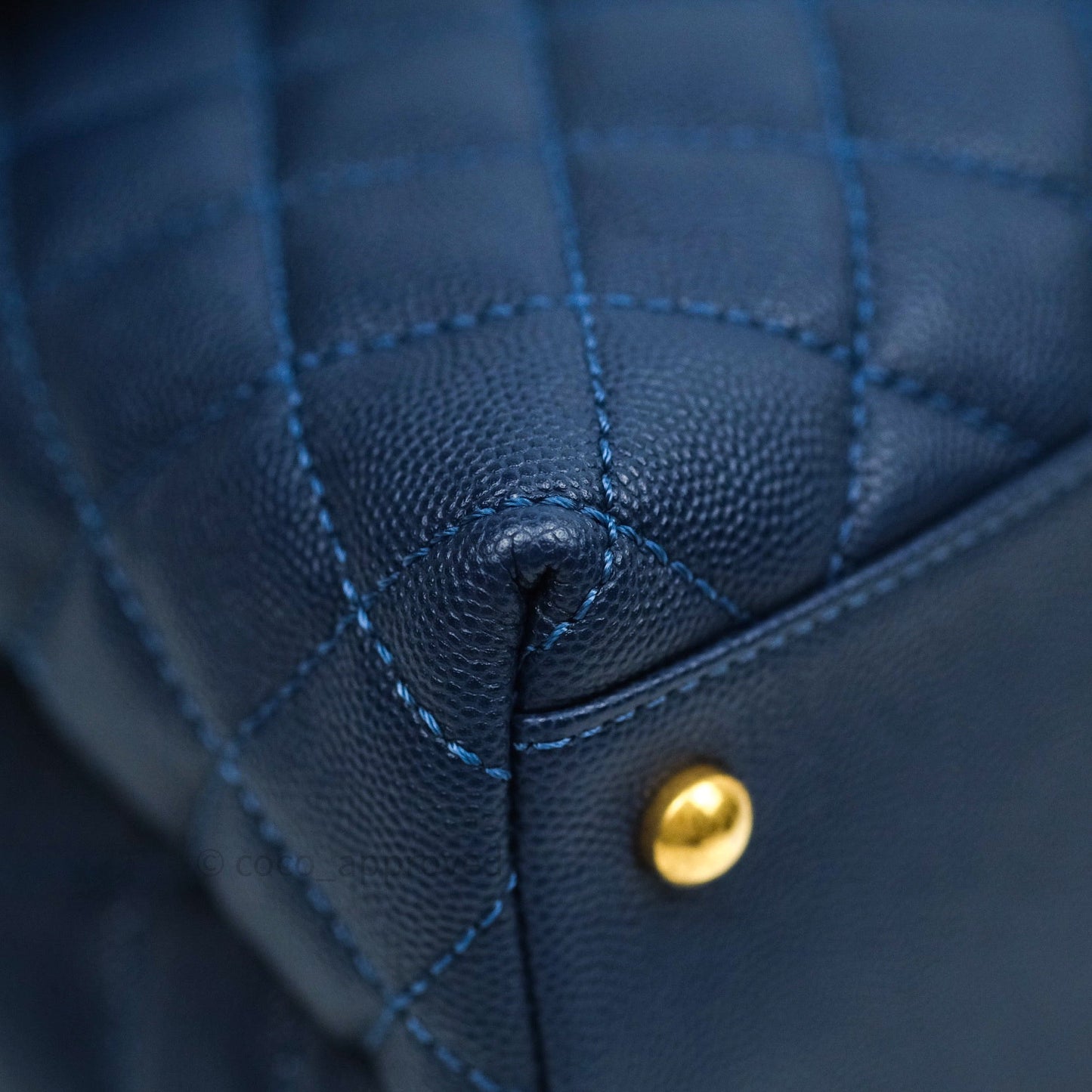 Chanel Quilted Medium Coco Handle Flap Navy Caviar Lizard Handle
