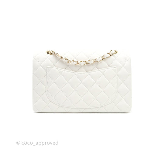 Chanel Classic Small S/M Flap Ivory White Caviar Gold Hardware