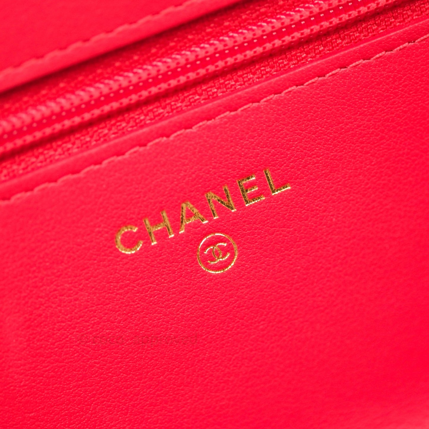 Chanel Filigree Wallet on Chain WOC Red Caviar Gold Hardware