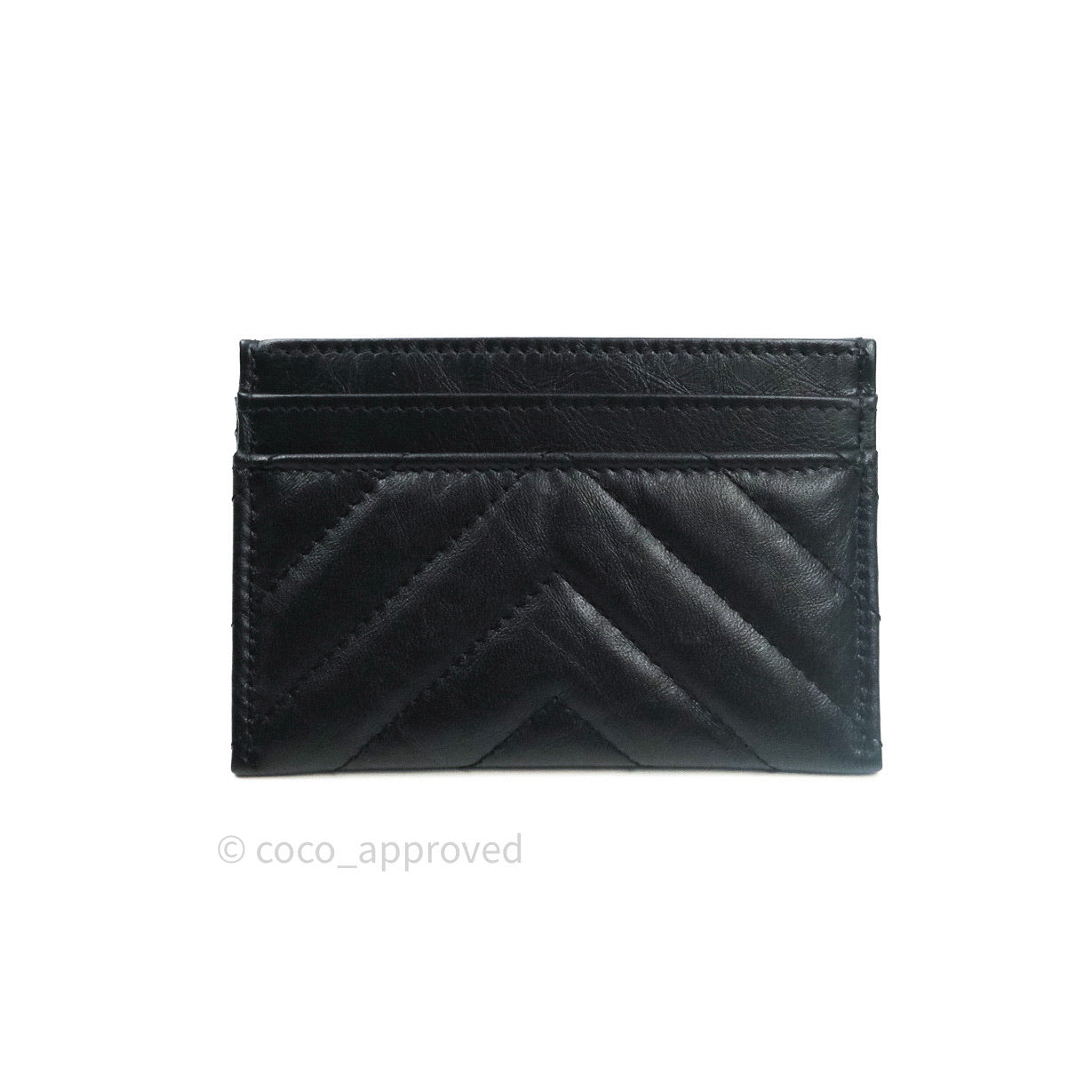 Chanel So Black Chevron Reissue Aged Calfskin Flat Card Holder