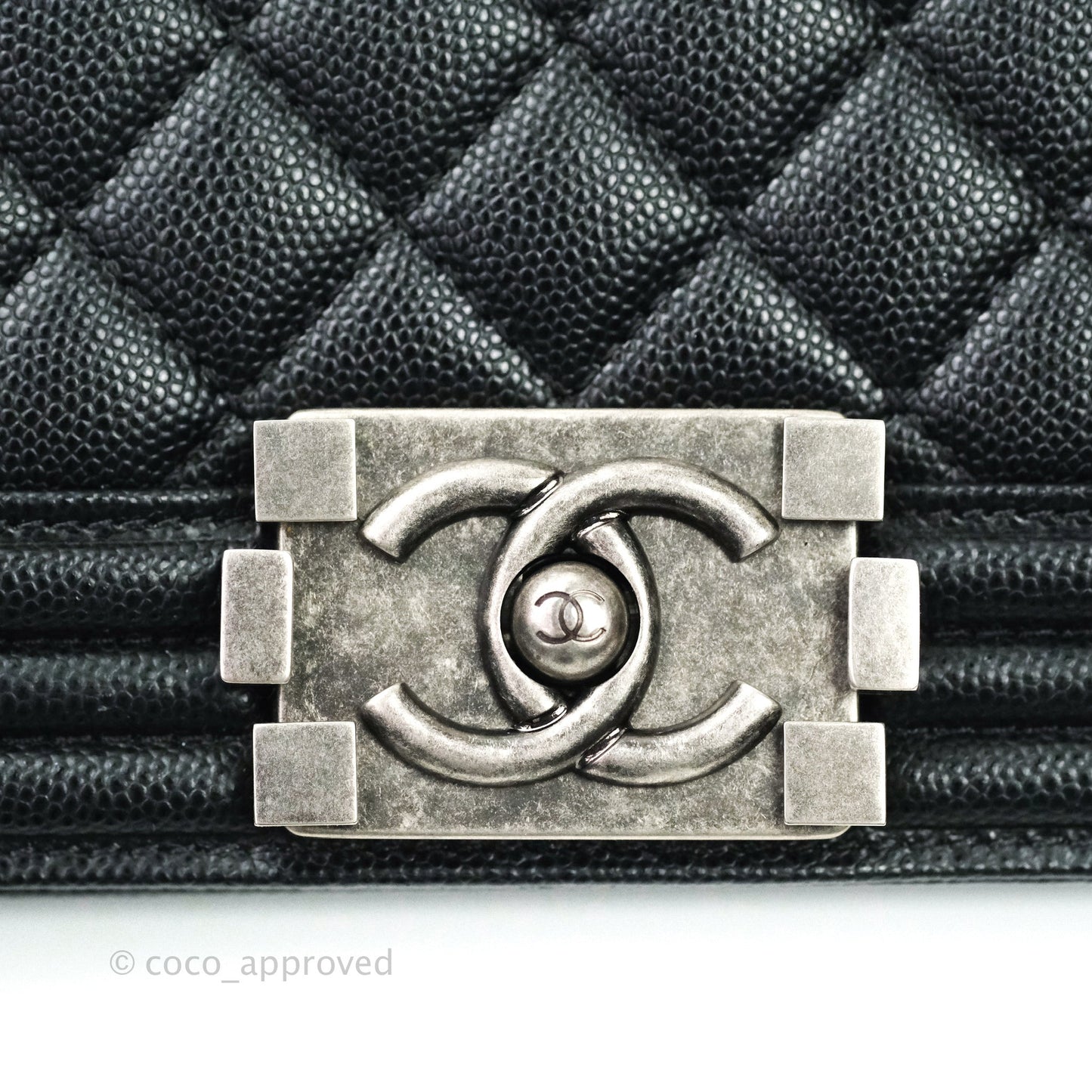 Chanel Boy New Medium Quilted Black Caviar Ruthenium Hardware