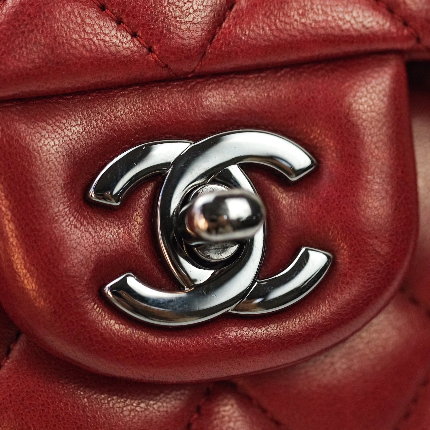 Chanel Classic M/L Medium Double Flap Dark Red Lambskin Gunmetal Hardware