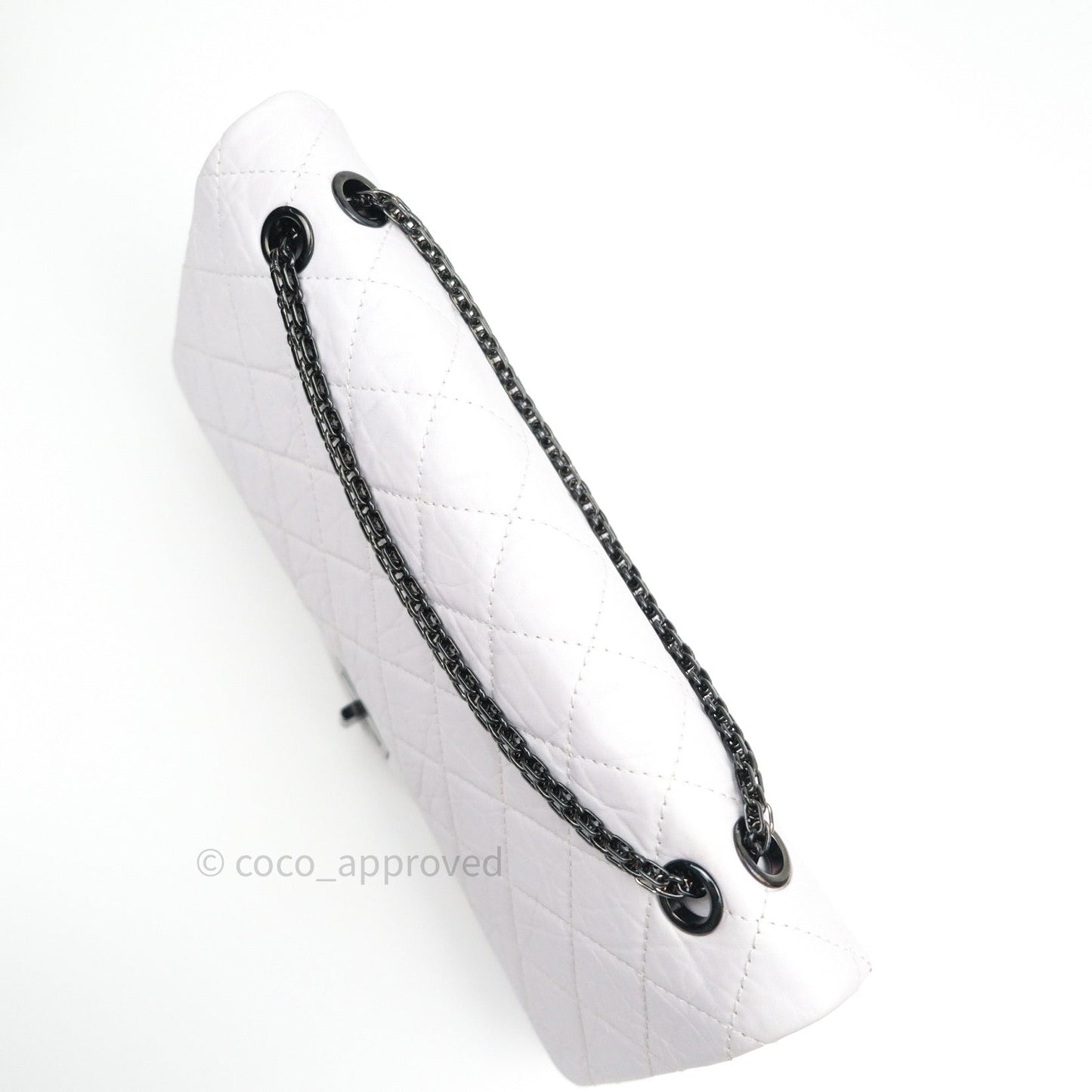 Chanel Reissue Quilted Aged Calfskin White Black Hardware 227