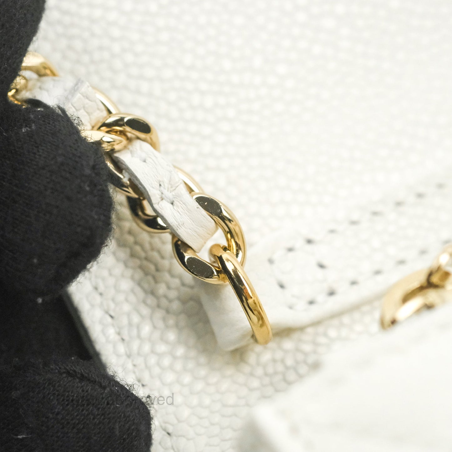 Chanel Business Affinity Clutch With Chain White Caviar Gold Hardware