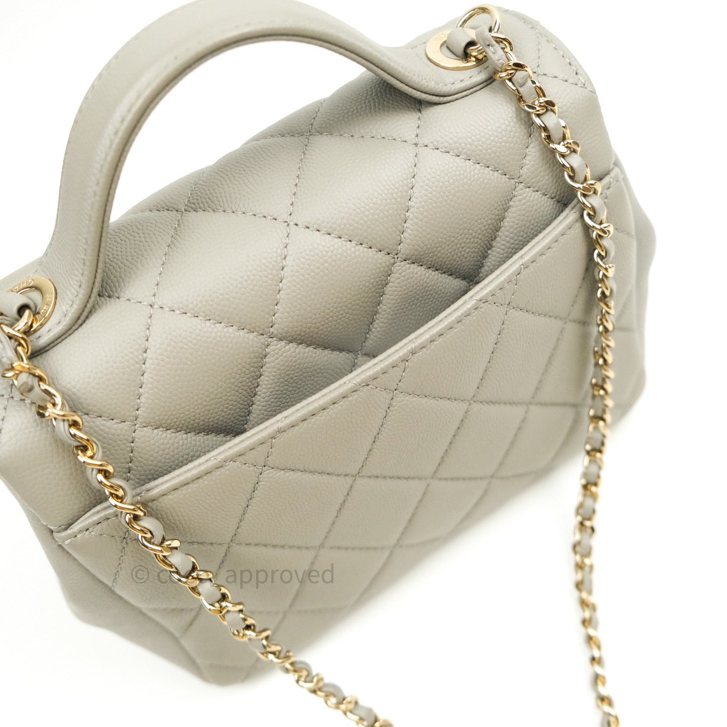 Chanel Quilted Small Business Affinity Flap Grey Caviar Light Gold Hardware