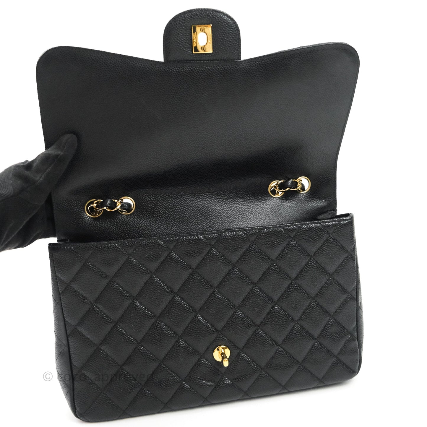 Chanel Jumbo Single Flap Black Caviar Gold Hardware⁣⁣
