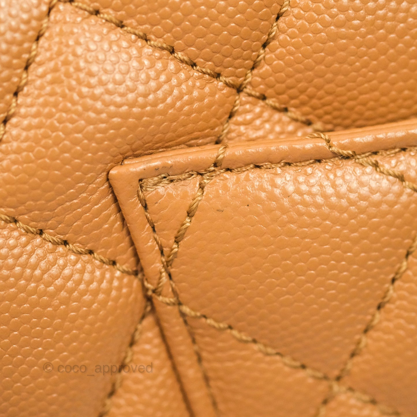 Chanel Mini (Small) Coco Handle Quilted Dark Beige Caramel Caviar Gold Hardware Lizard Embossed Handle 21P