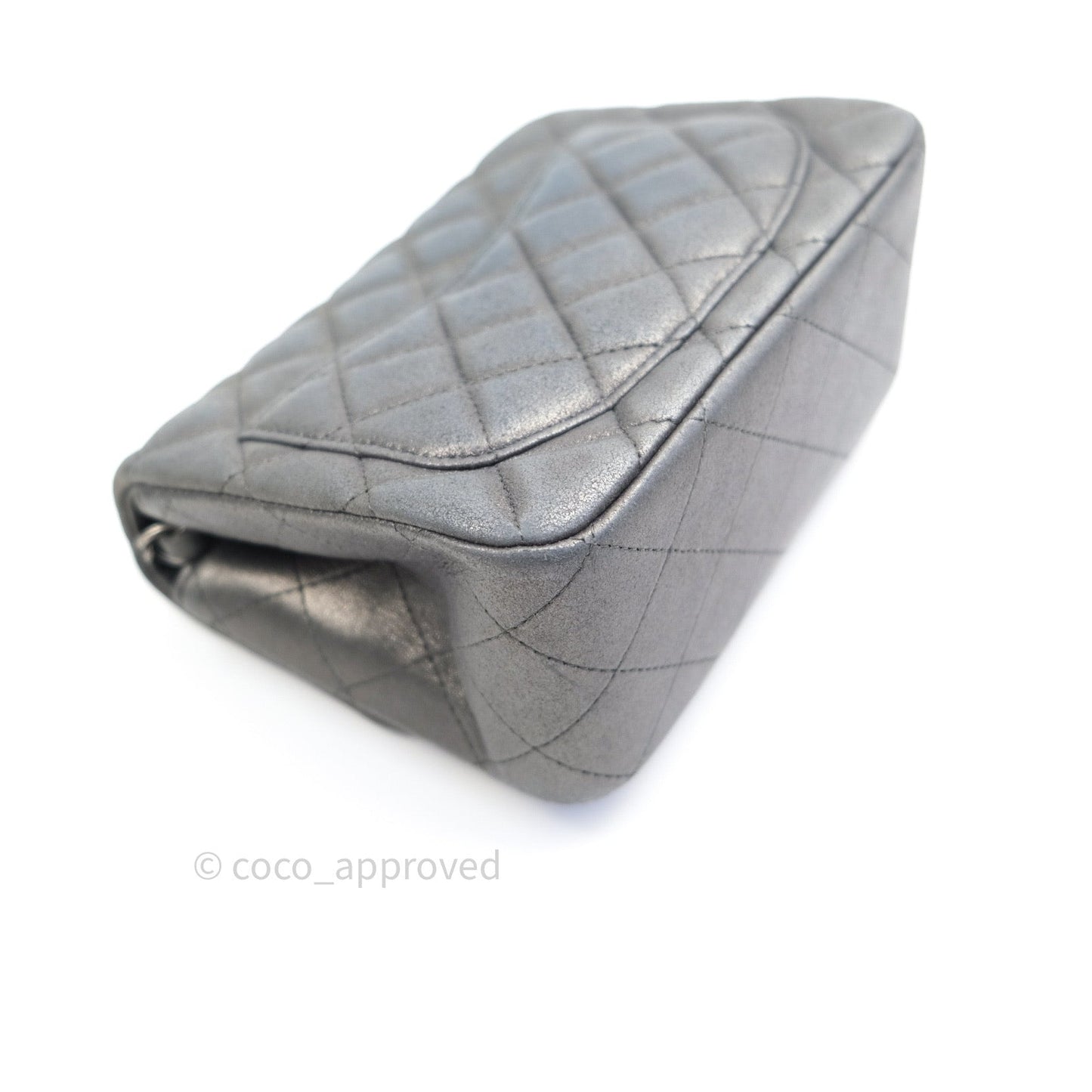 Chanel Mini Square Charcoal Grey Goatskin Ruthenium Hardware
