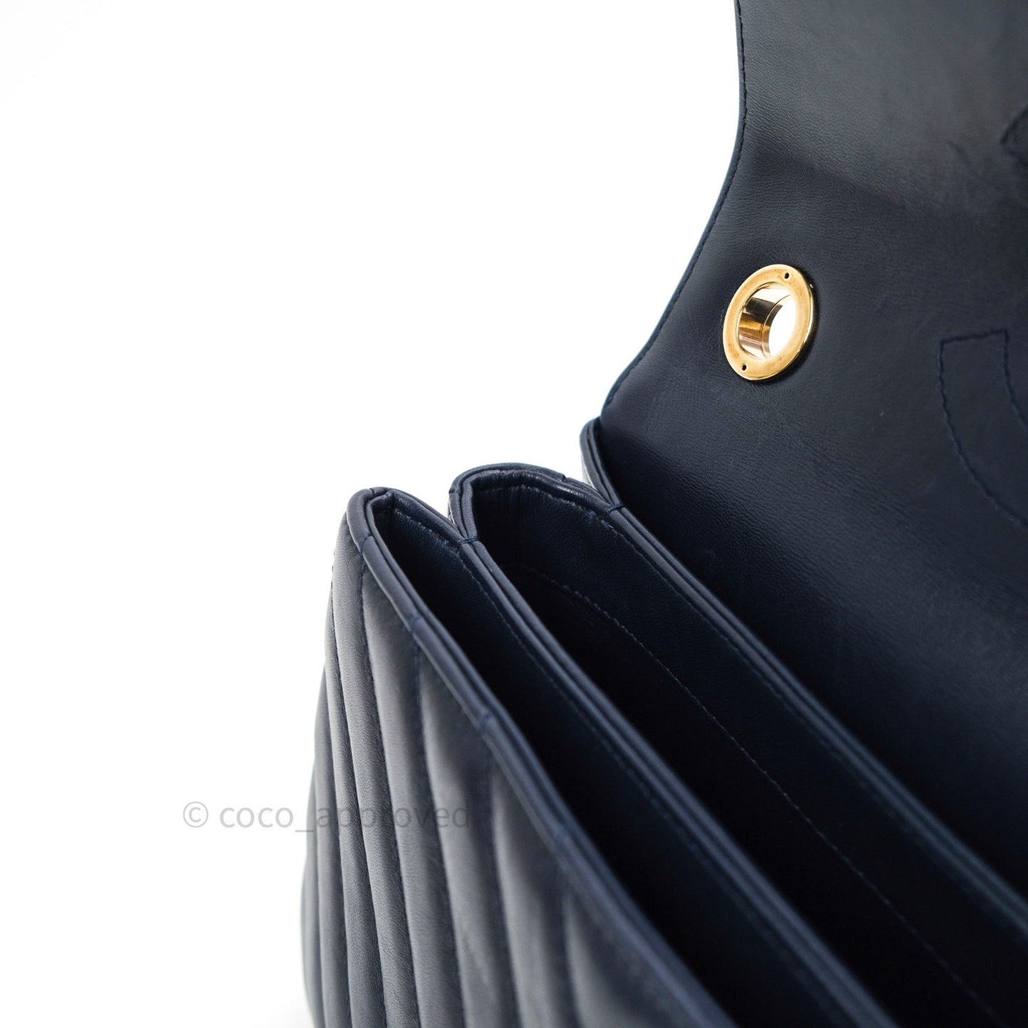 Chanel Trendy CC Small Chevron Navy Lambskin Gold Hardware