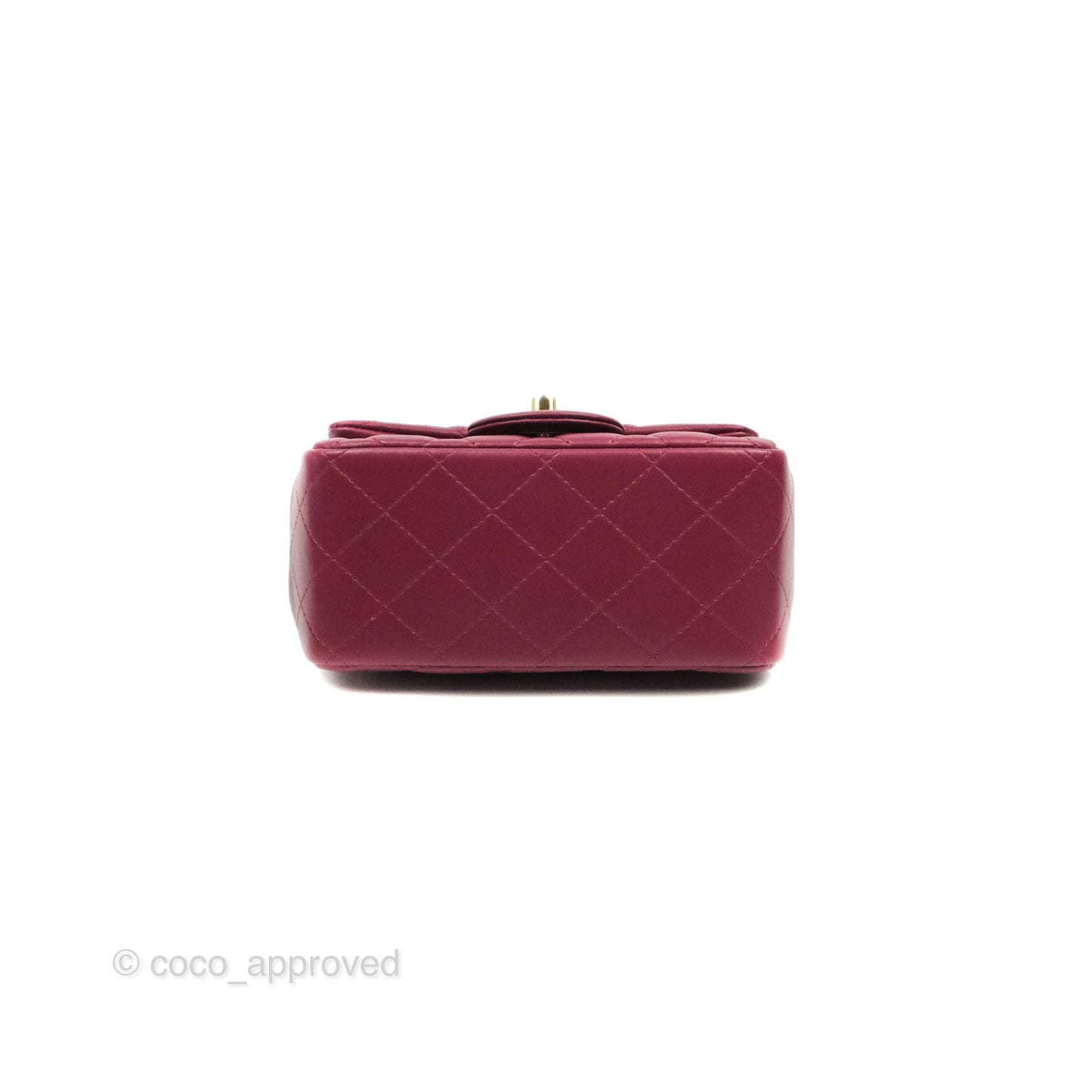 Chanel Quilted Mini Square Dark Red Burgundy Lambskin Gold Hardware 21K