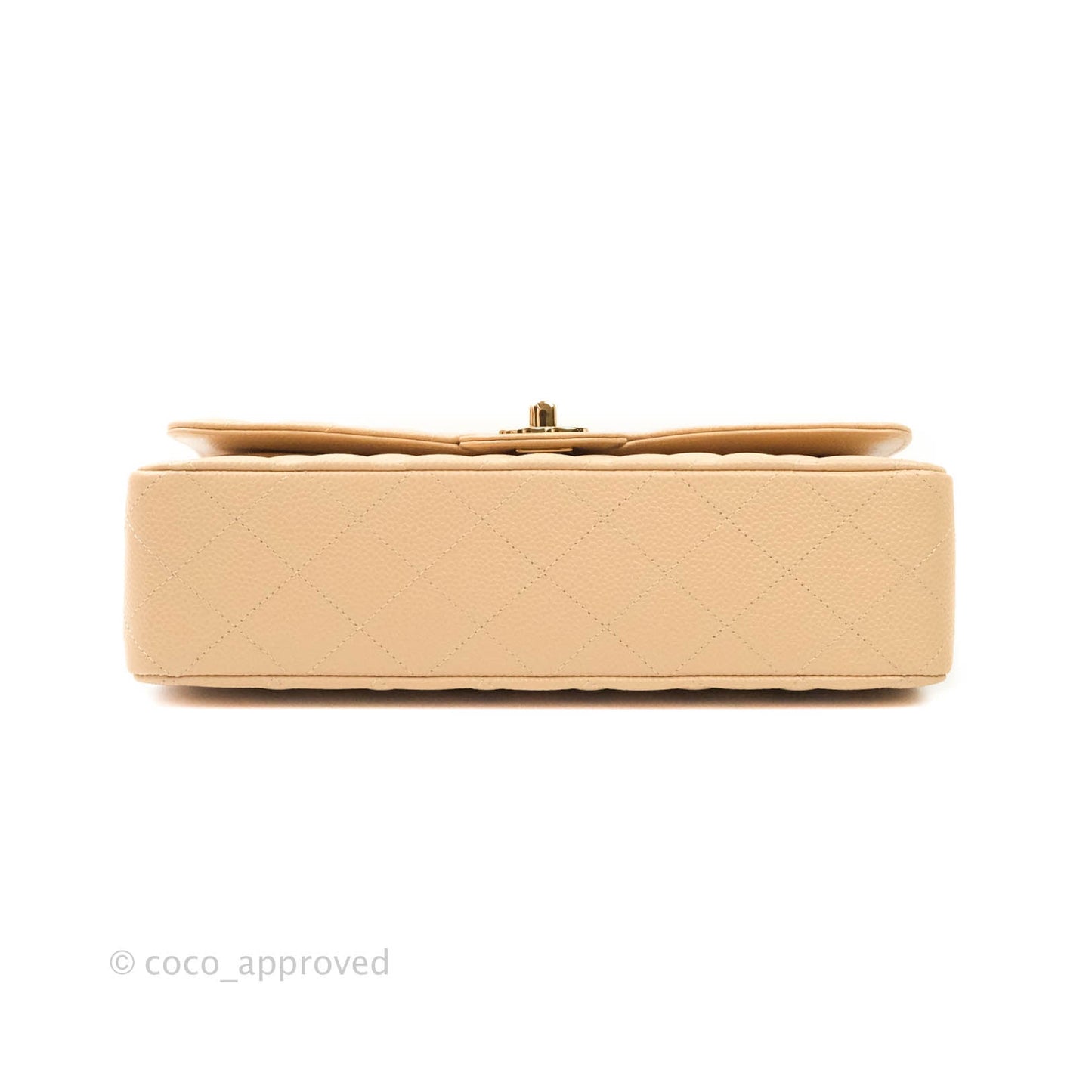 Chanel Classic M/L Medium Double Flap Bag Beige Caviar Gold Hardware