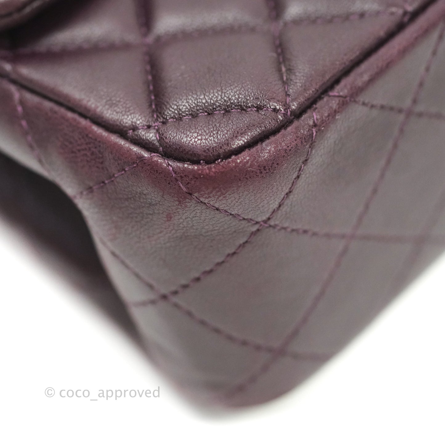 Chanel Quilted Mini Rectangular Purple Lambskin Silver Hardware