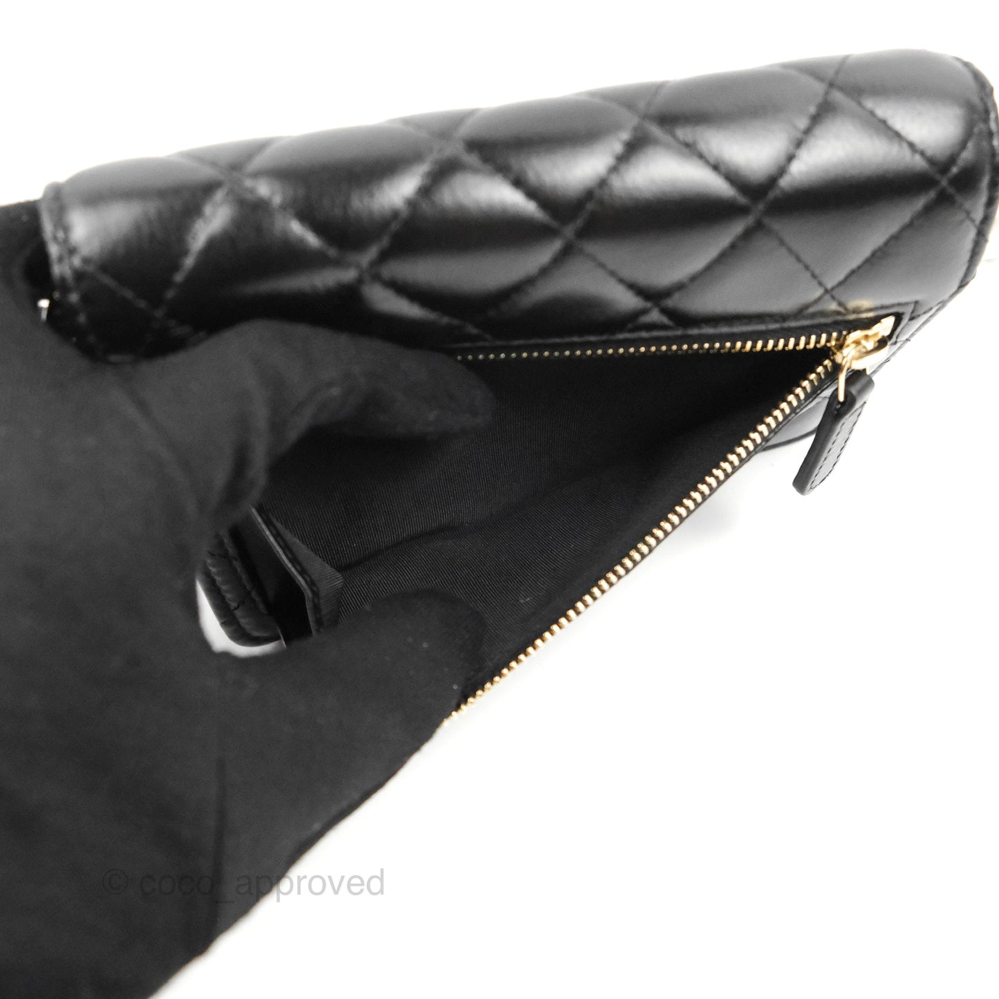 Chanel Quilted Large Pearl Mini Wallet On Chain WOC Black Calfskin