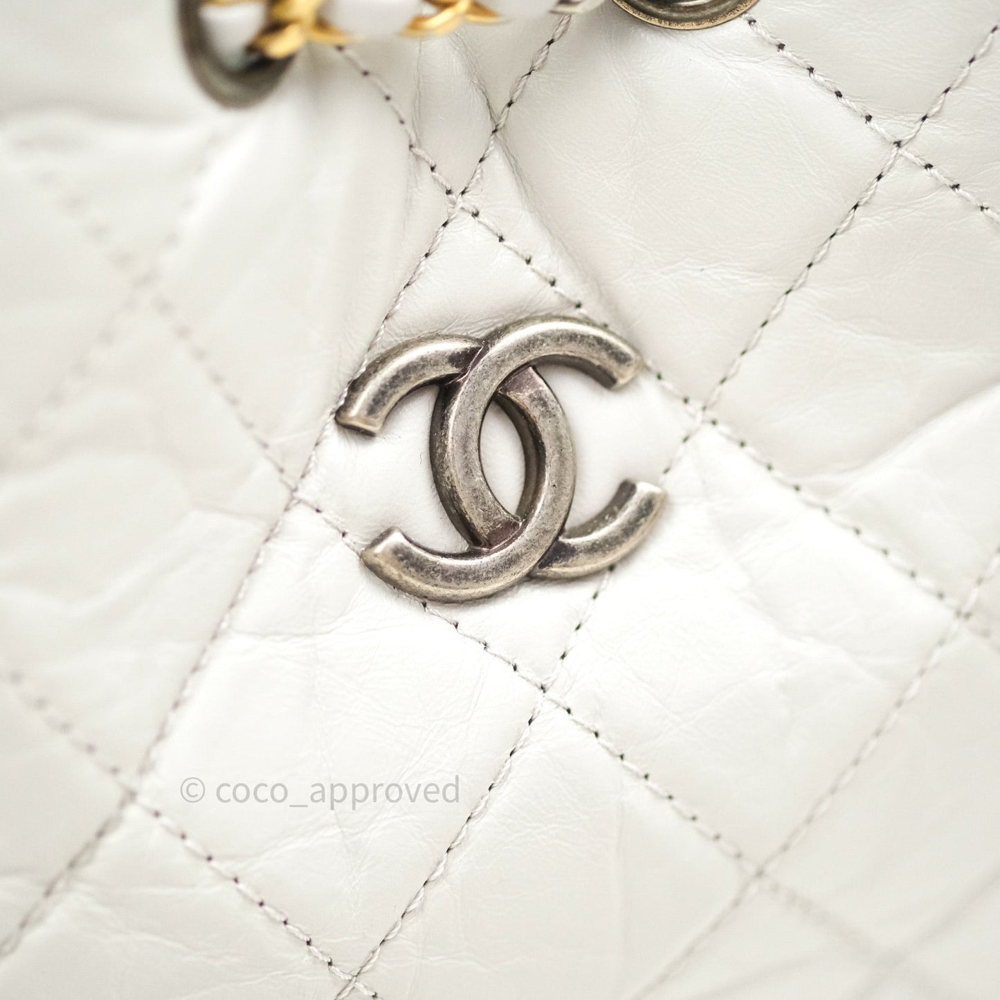 Chanel Gabrielle Backpack Black Aged Calfskin Small Light Grey