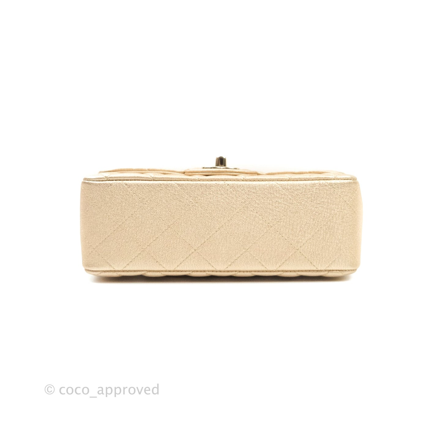 Chanel Quilted Mini Rectangular Metallic Champagne Gold Lambskin Gold Hardware