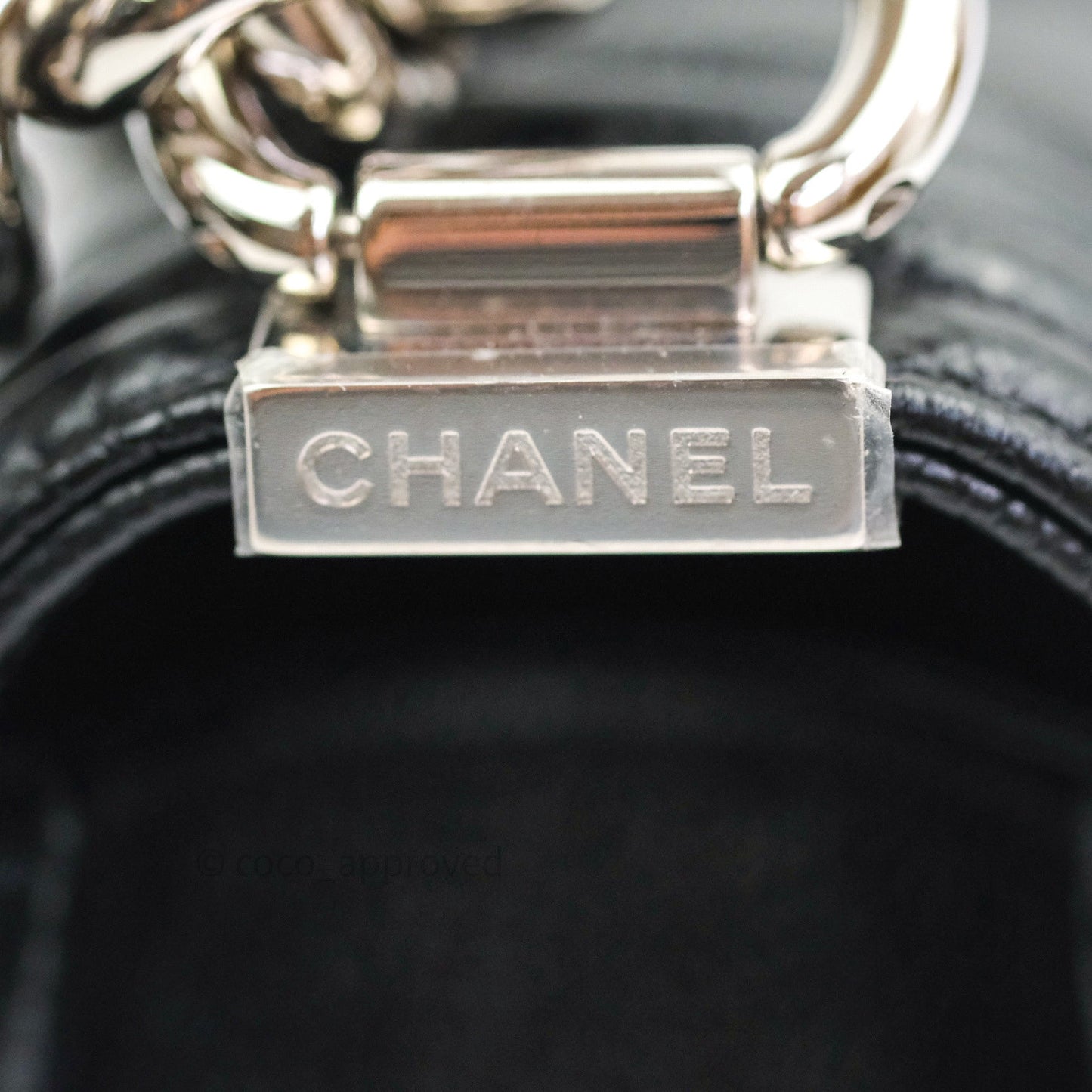 Chanel Boy Chevron Medium Black Caviar Silver Hardware