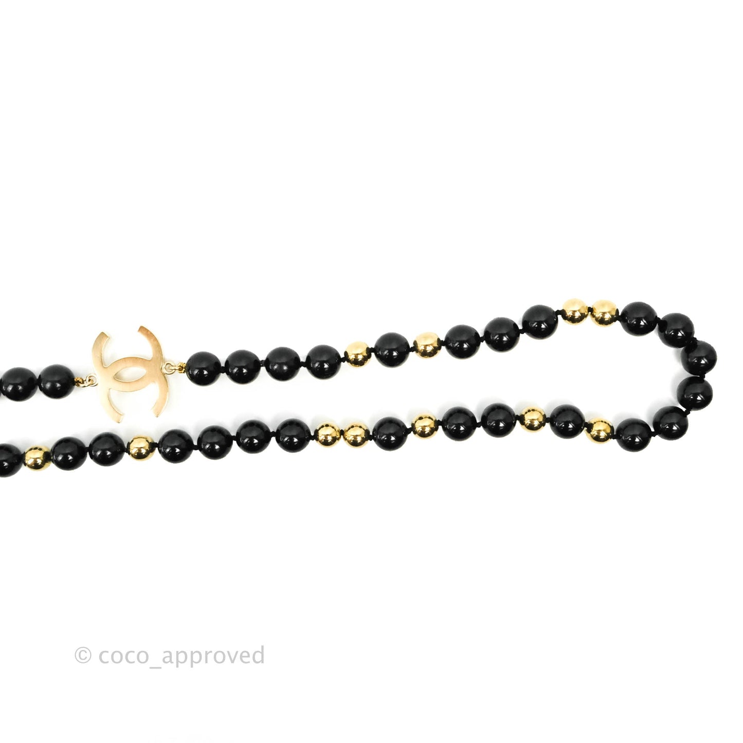 Chanel CC Station Black & Gold Beaded Necklace 16S
