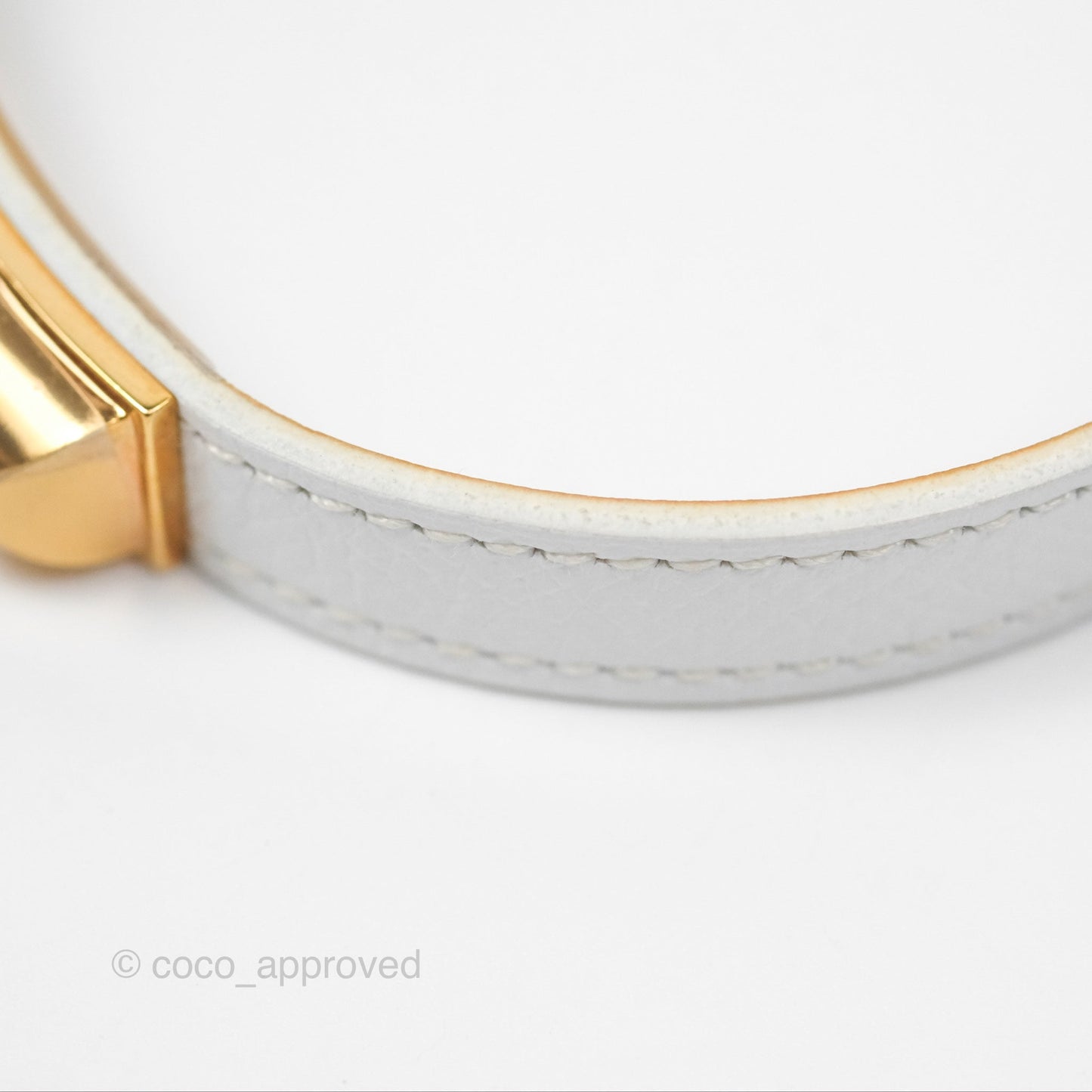 Hermès Rivale Double Tour Bracelet White Epsom Gold Hardware