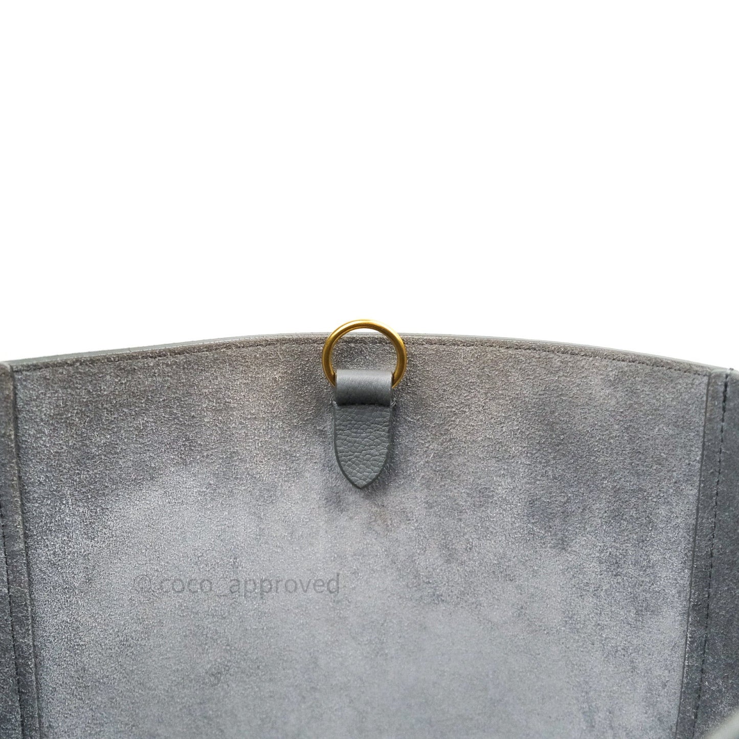 Celine Sangle Bucket Bag Grained Calfskin Grey Gold Hardware