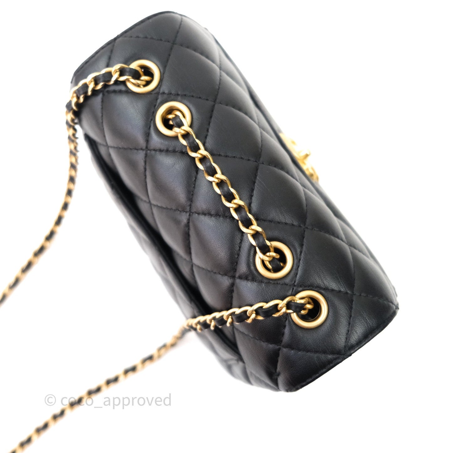 Chanel Coco Vintage Flap Small Bag Black Lambskin Gold Hardware