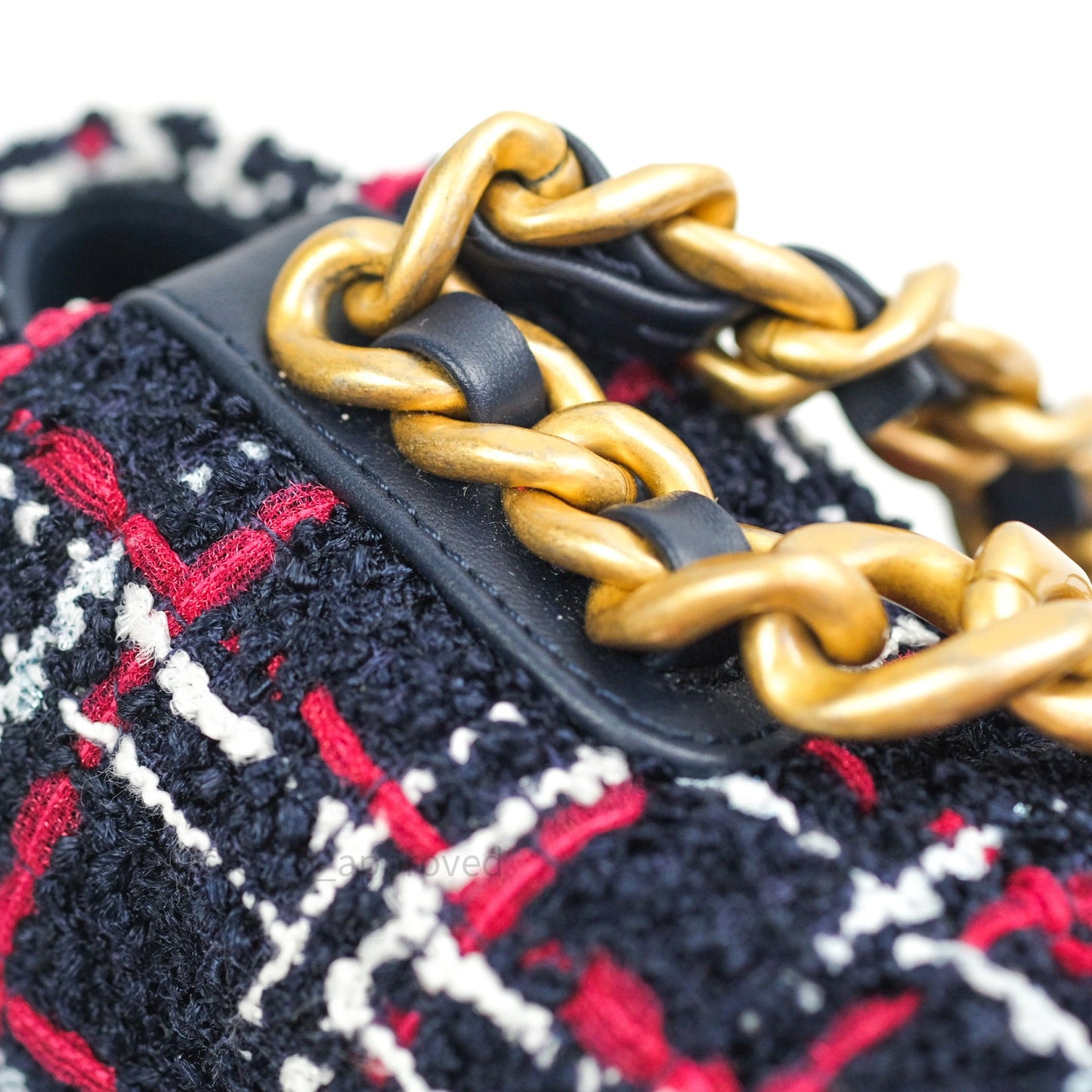 Chanel 19 Small Tweed Red Navy Mixed Hardware