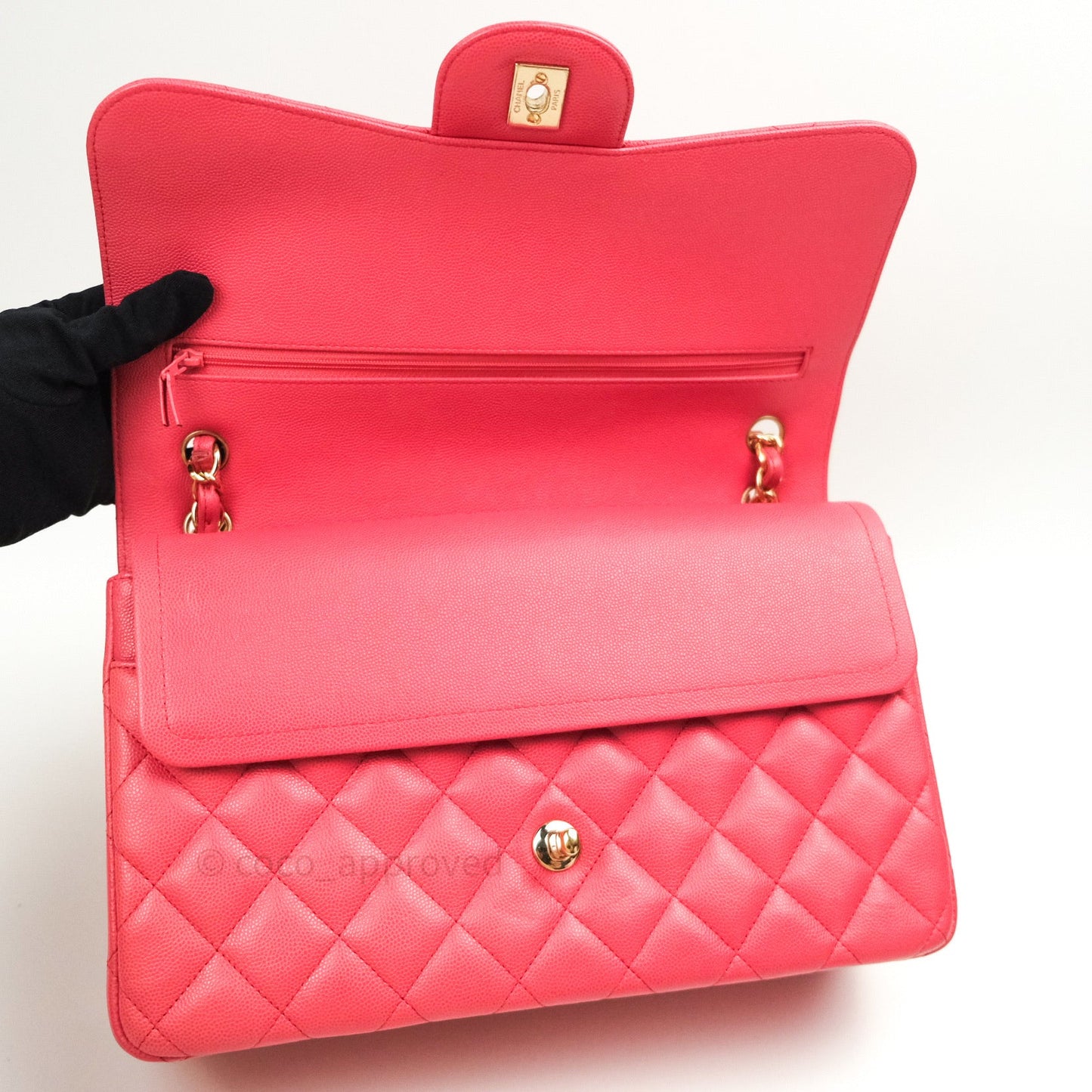 Chanel Classic Jumbo Double Flap Pink Caviar Gold Hardware⁣⁣ 17C