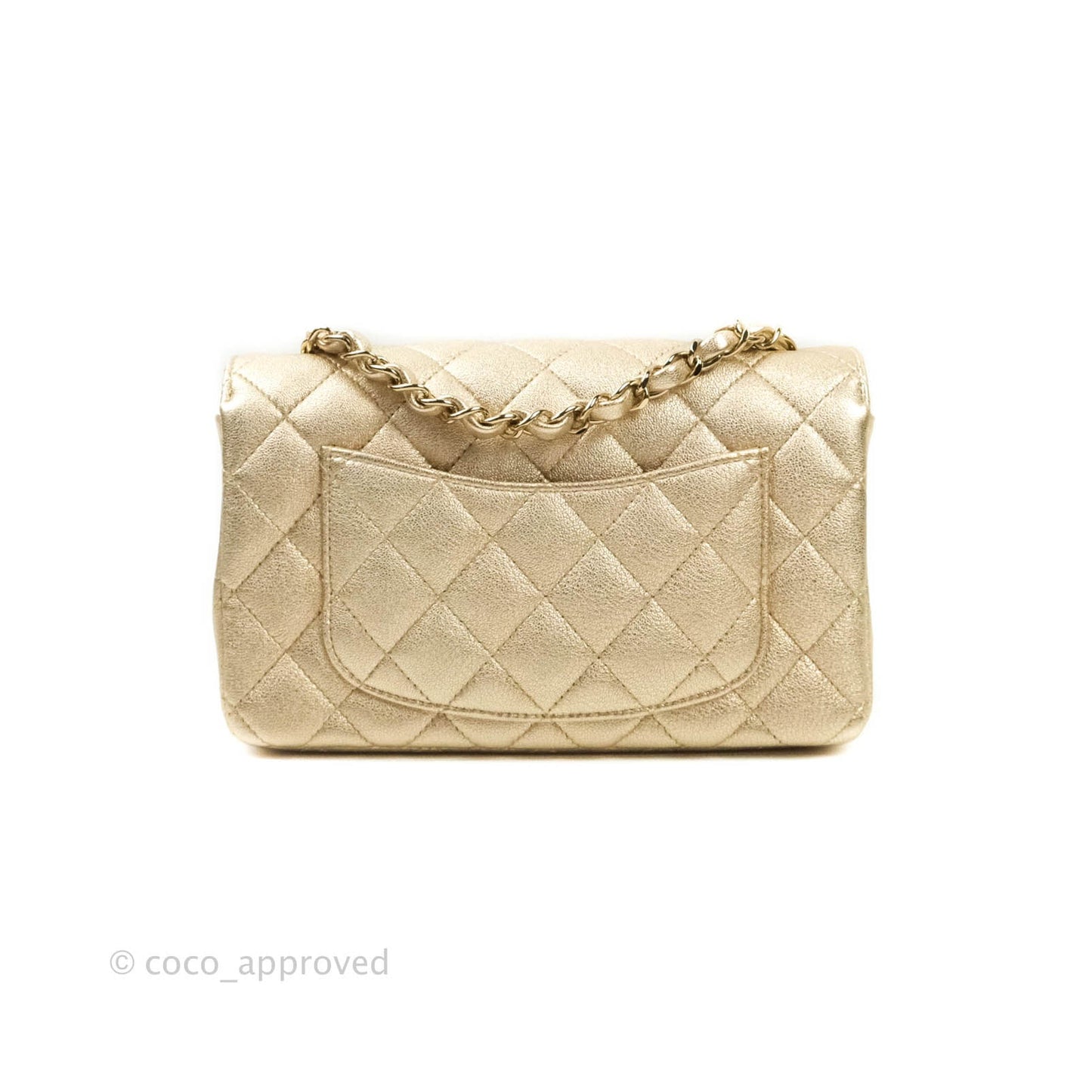 Chanel Quilted Mini Rectangular Iridescent Gold Lambskin Gold Hardware