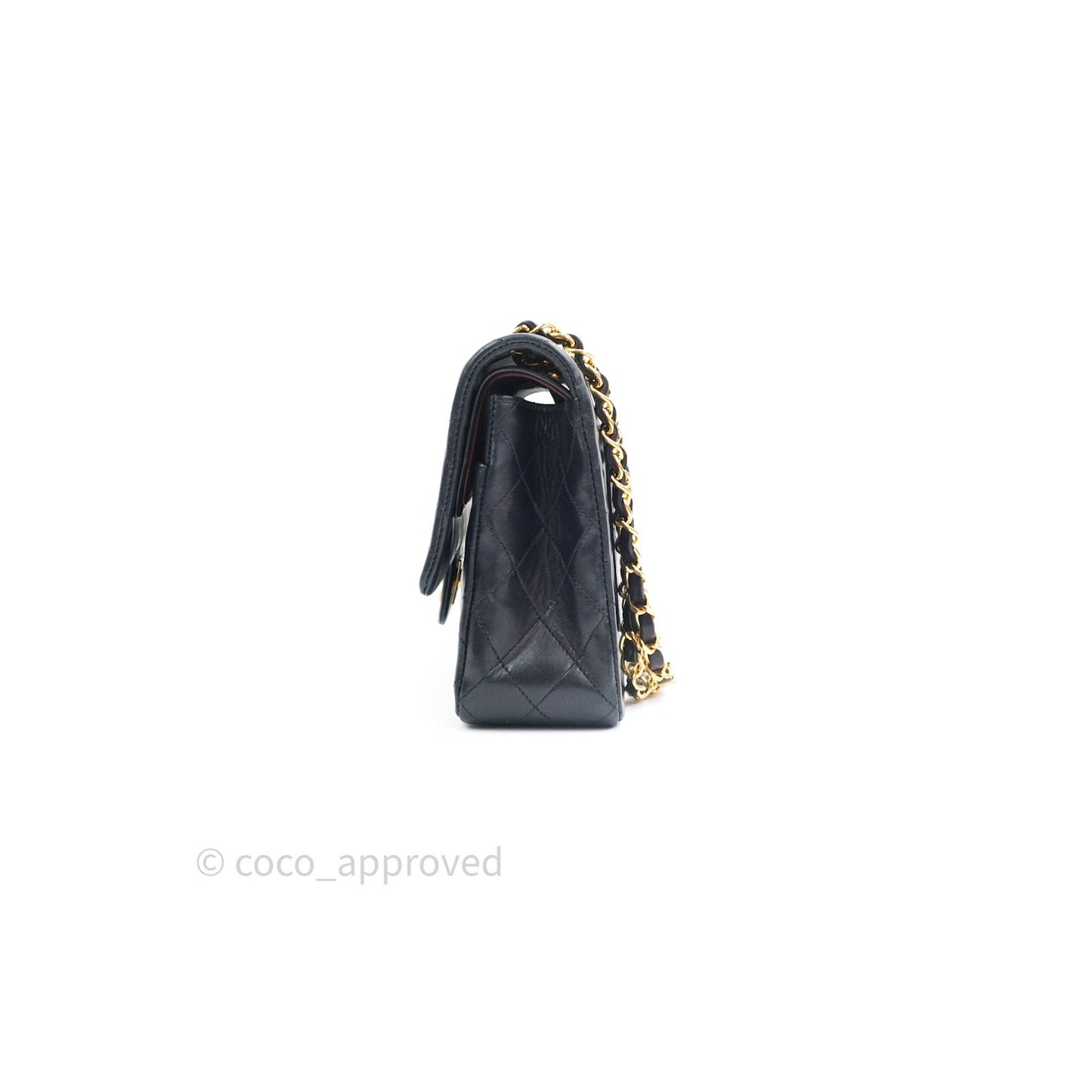Chanel Classic Vintage M/L Medium Double Flap Bag Black Lambskin 24K Gold Hardware
