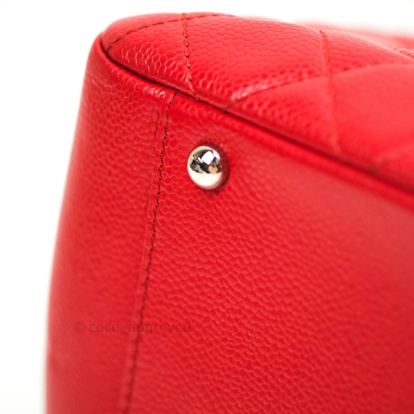 Chanel XL Grand Shopping Tote GST Red Caviar Silver Hardware