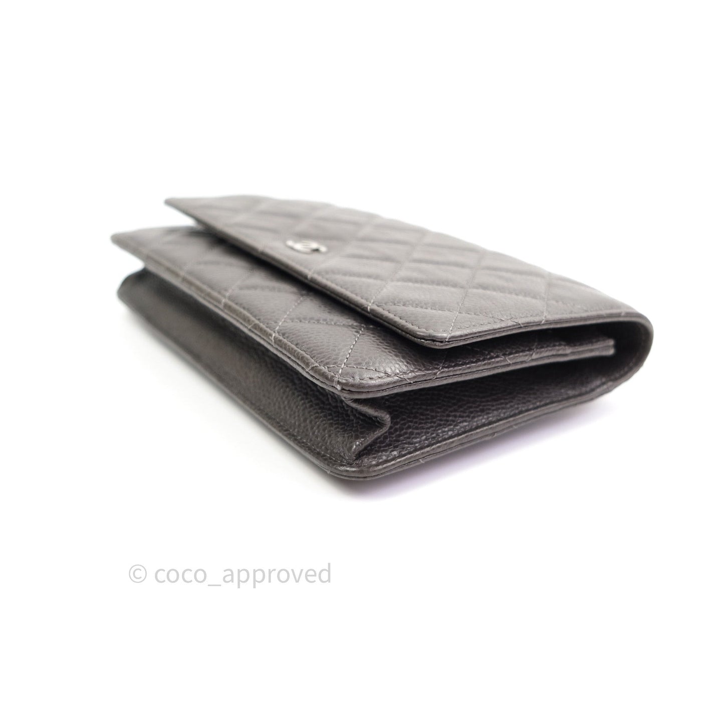 Chanel Quilted Wallet on Chain WOC Dark Grey Caviar Silver Hardware