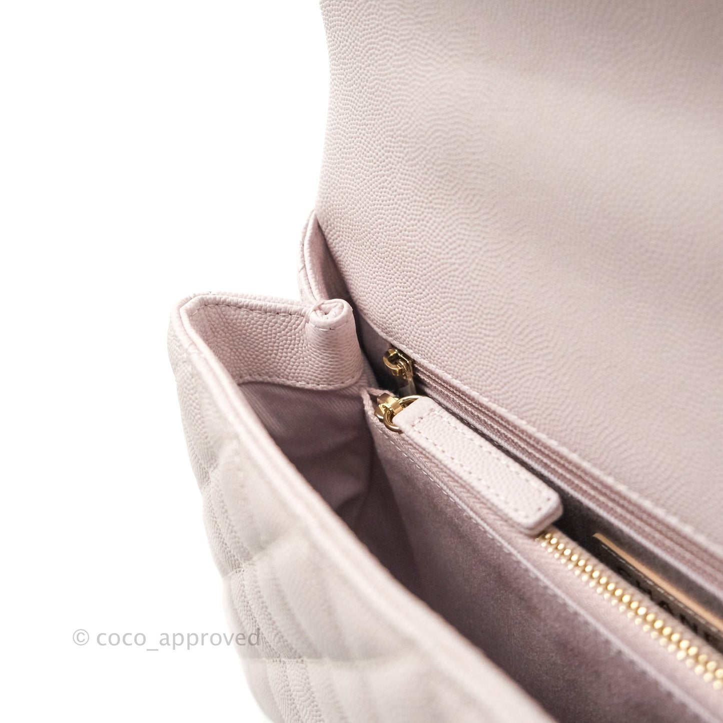 Chanel Small Coco Handle Quilted Lilac Caviar Gold Hardware