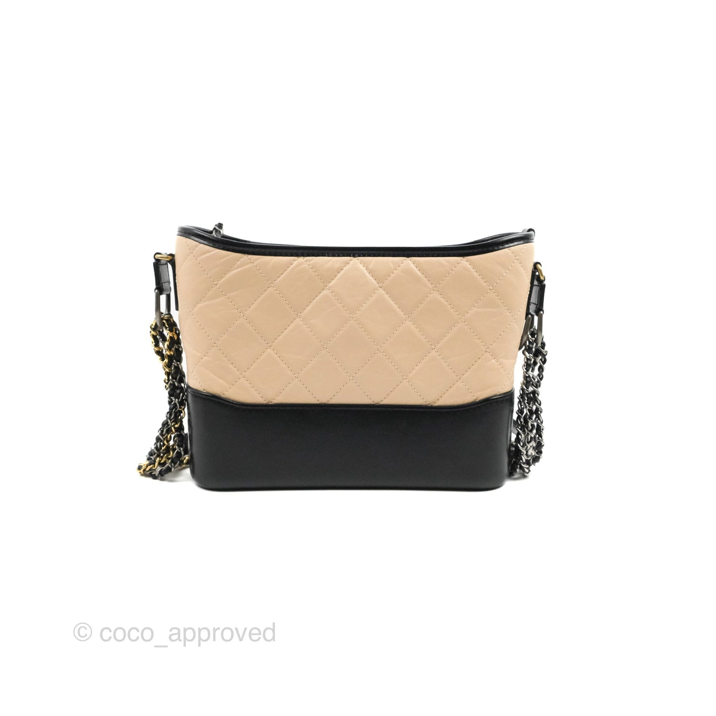 Chanel New Medium Gabrielle Hobo Beige/Black Aged Calfskin