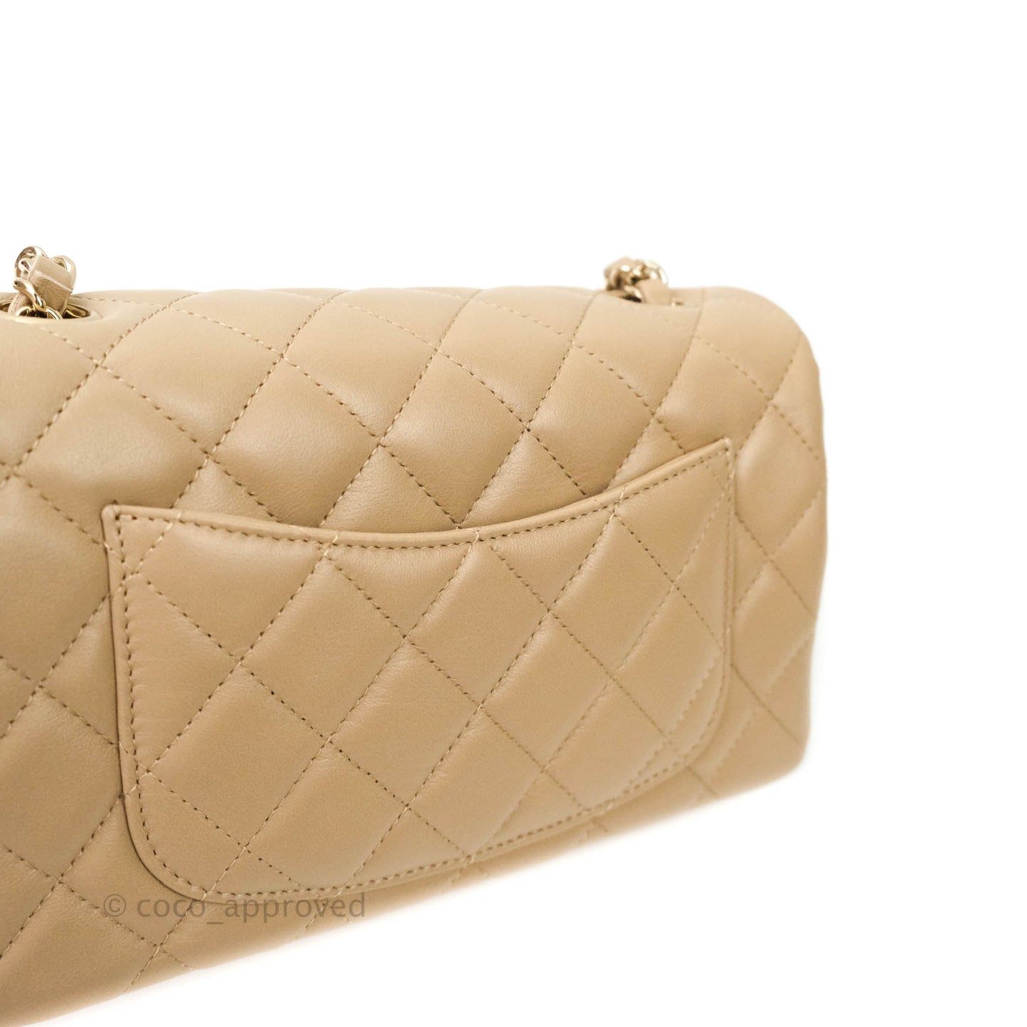 Chanel Quilted Mini Rectangular Lambskin Beige Gold Hardware