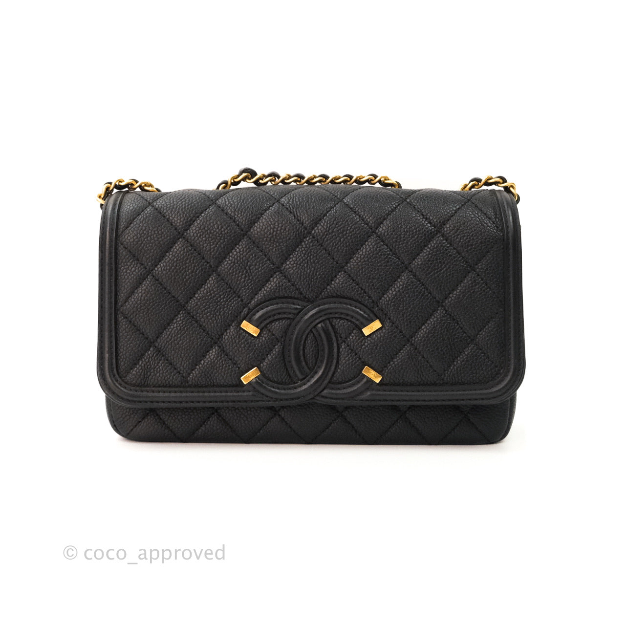 Chanel Quilted Small CC Filigree Flap Black Caviar