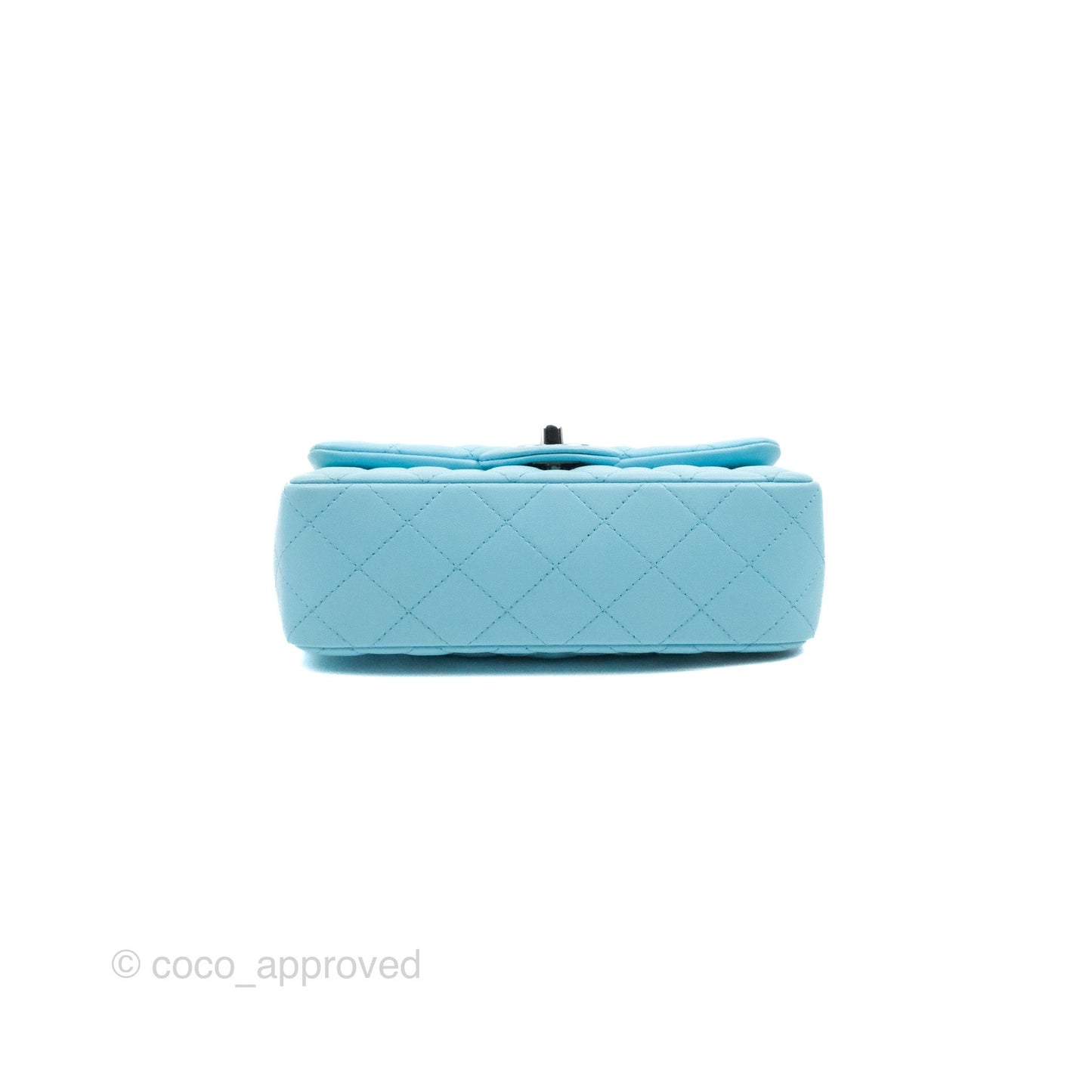 Chanel Quilted Mini Rectangular Flap Light Blue Lambskin Silver Hardware