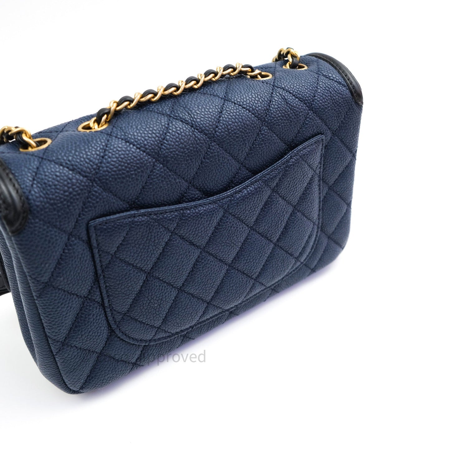 Chanel Caviar Quilted Small CC Filigree Flap Navy Black