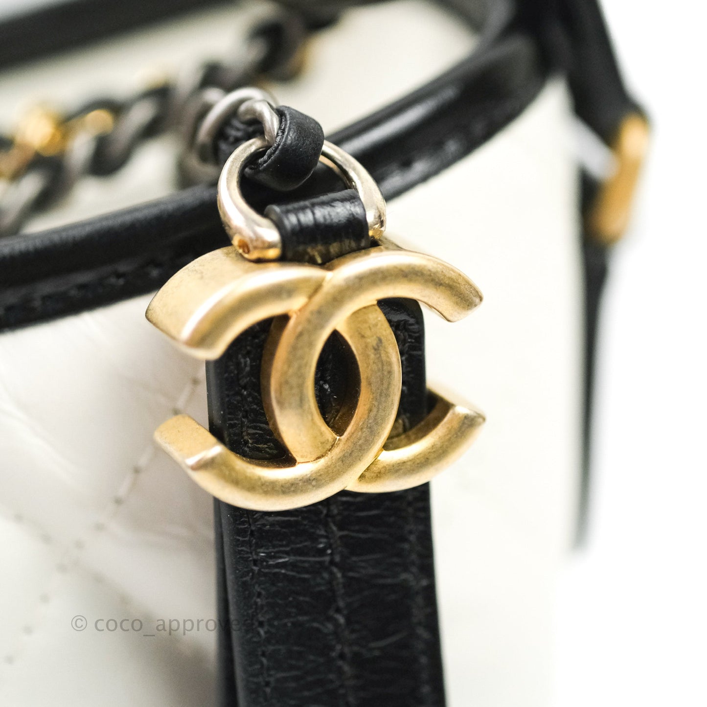 Chanel Medium Gabrielle White Black Aged Calfskin