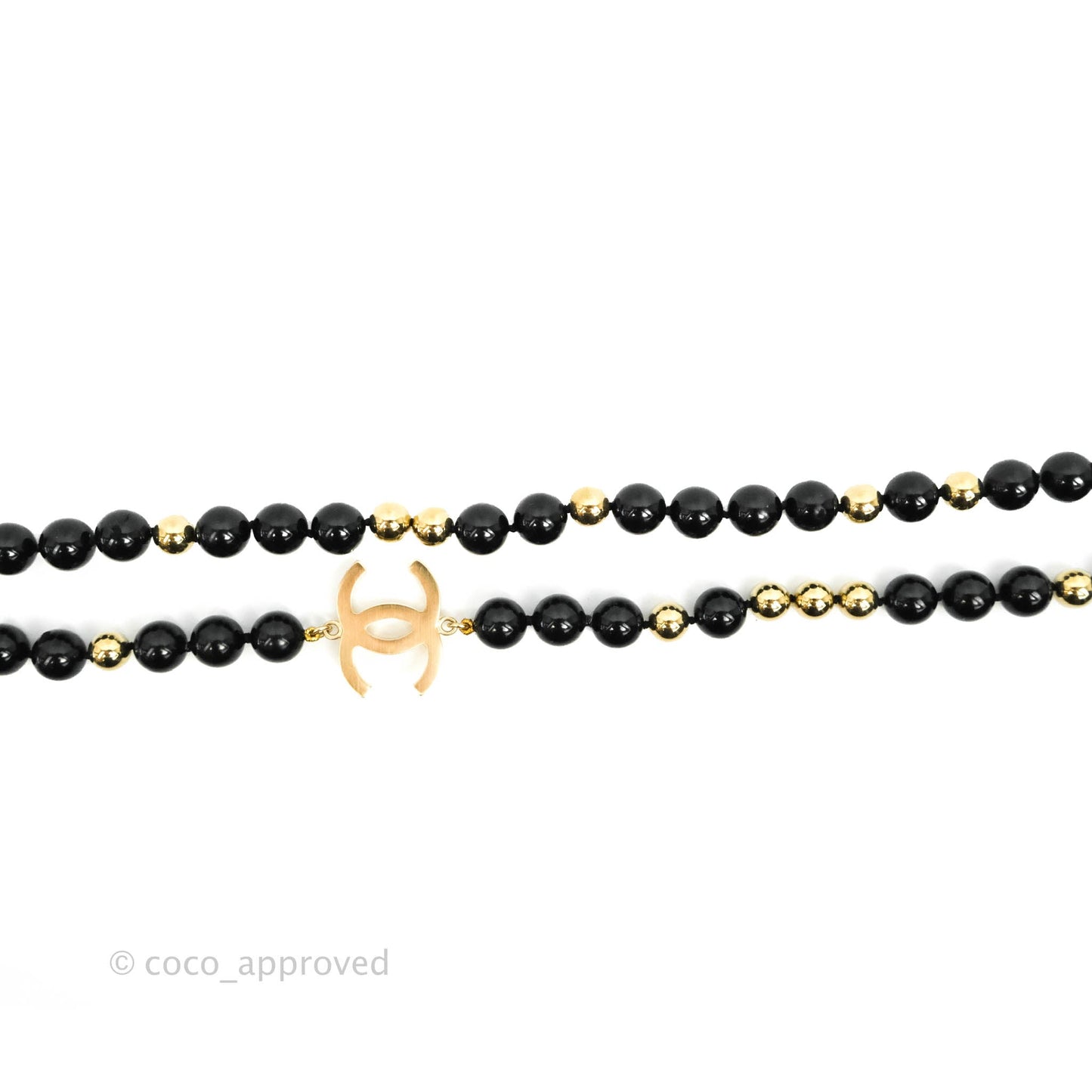 Chanel CC Station Black & Gold Beaded Necklace 16S