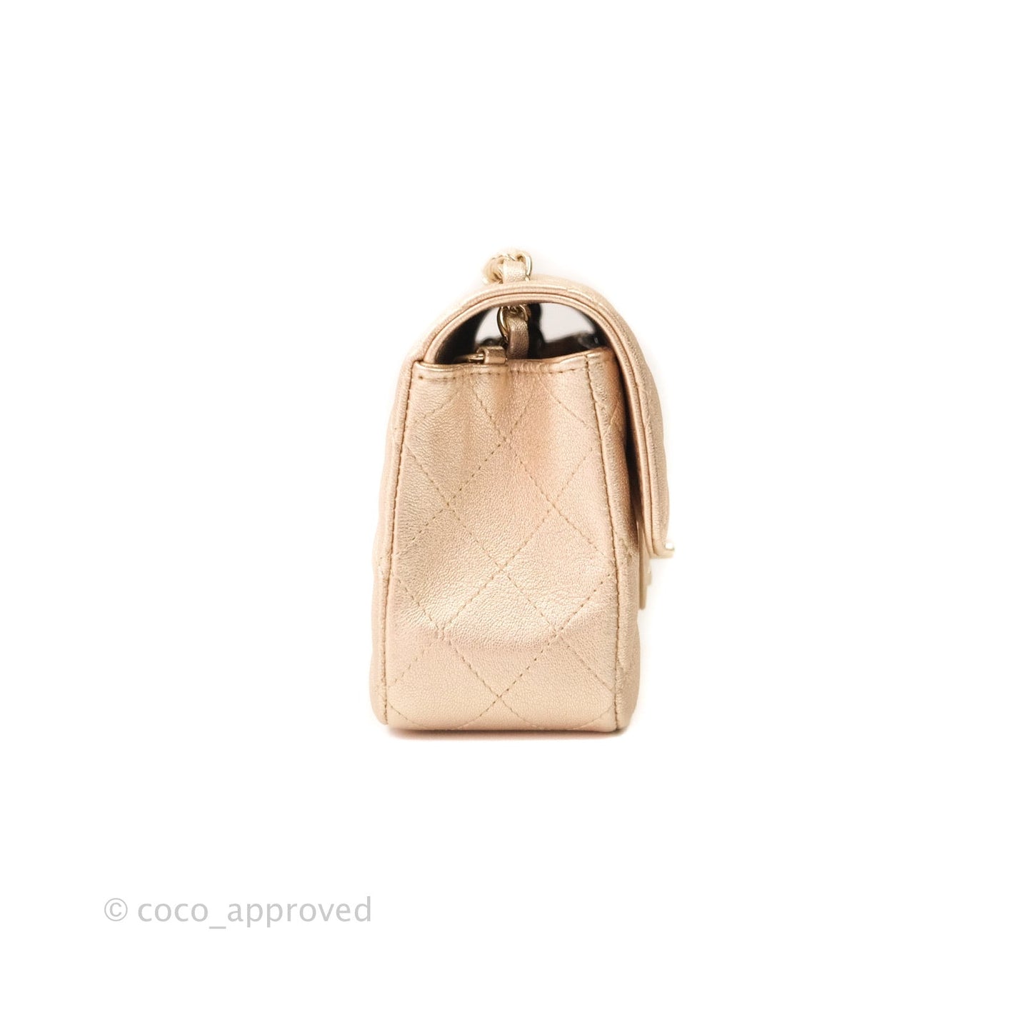 Chanel Quilted Mini Rectangular Iridescent Gold Lambskin Gold Hardware
