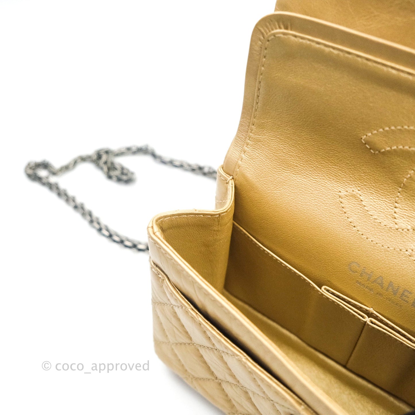 Chanel Mini Reissue 224 Gold Aged Calfskin Ruthenium Hardware