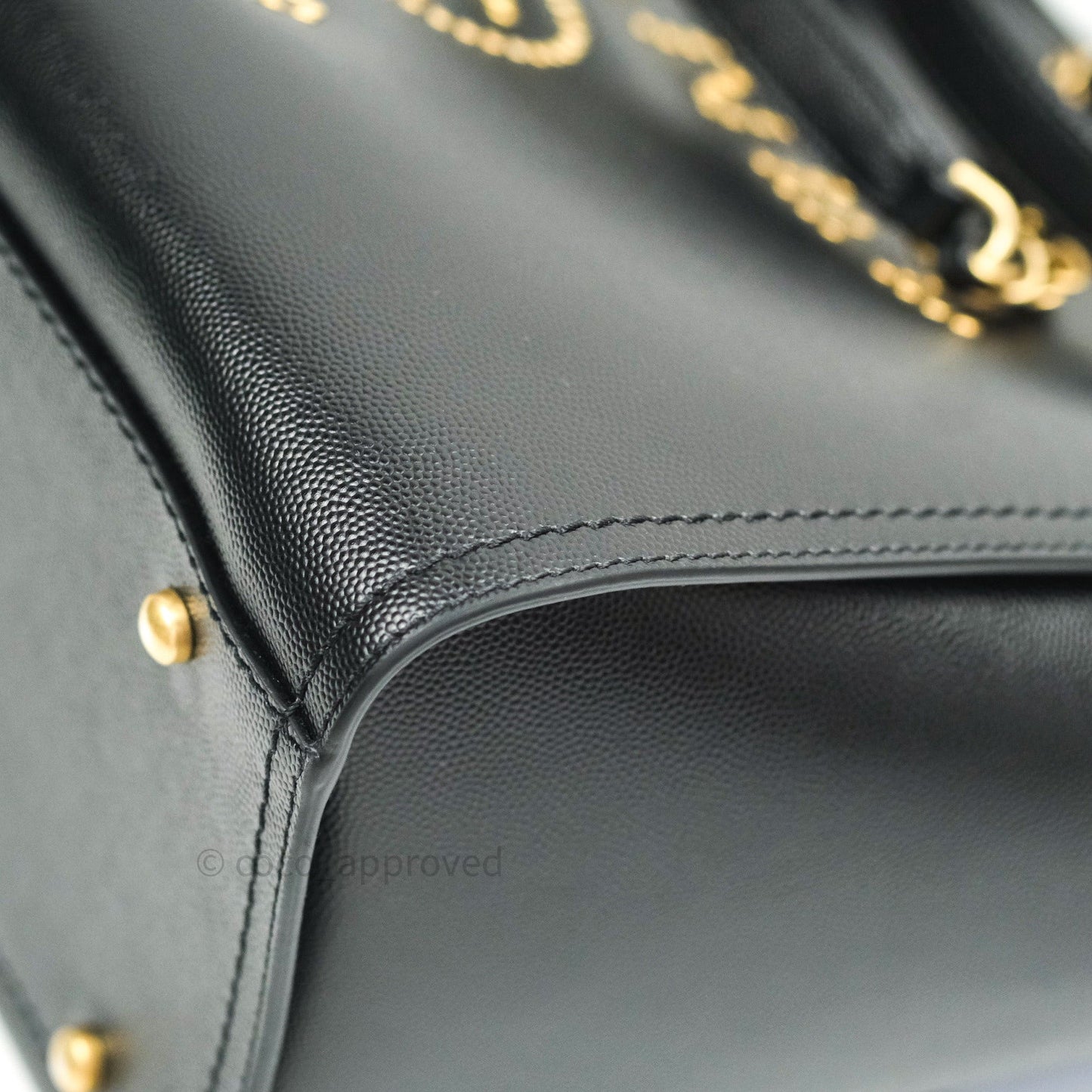 Chanel Small Studded Deauville Tote Black Caviar Gold Hardware
