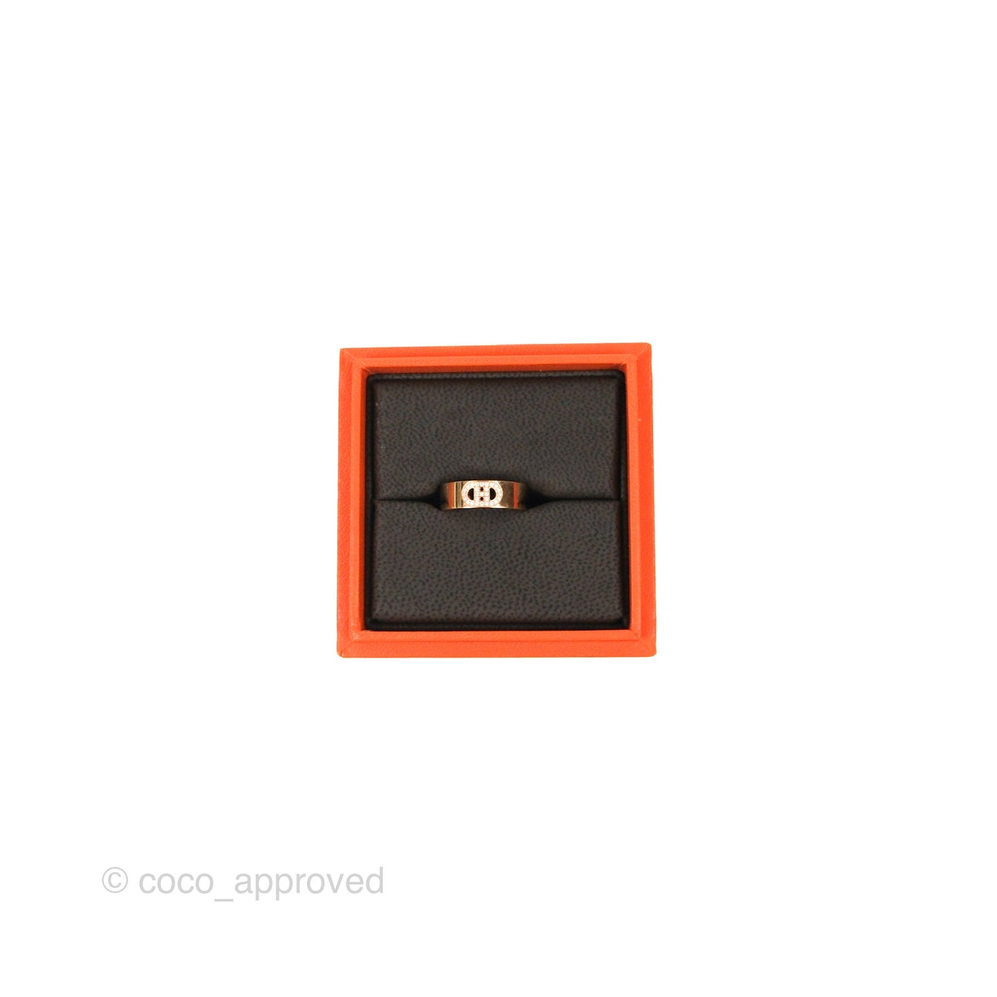 Hermes Rose Gold Diamond H d'ancre Ring 51