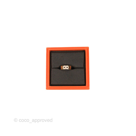 Hermes Rose Gold Diamond H d'ancre Ring 51