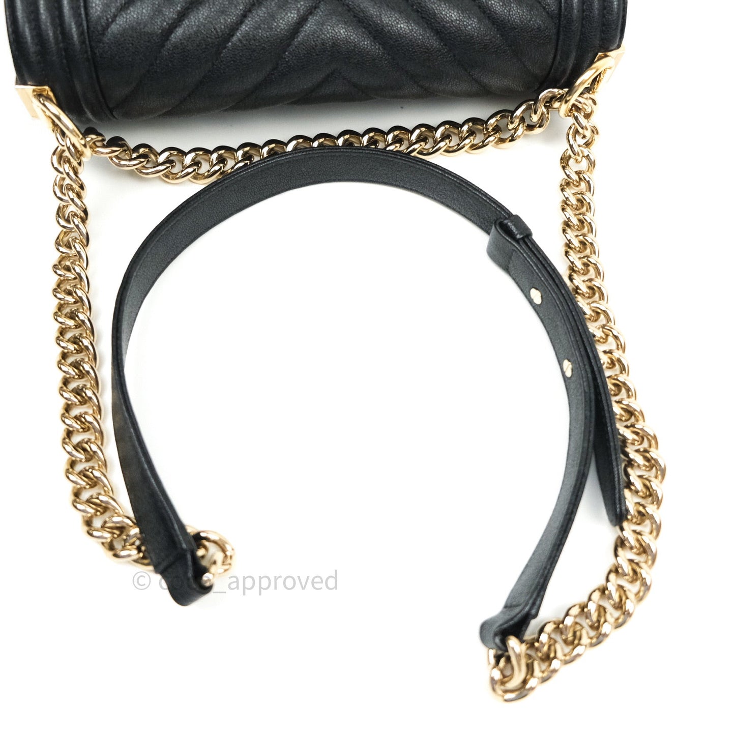 Chanel Boy Chevron Medium Black Caviar Gold Hardware