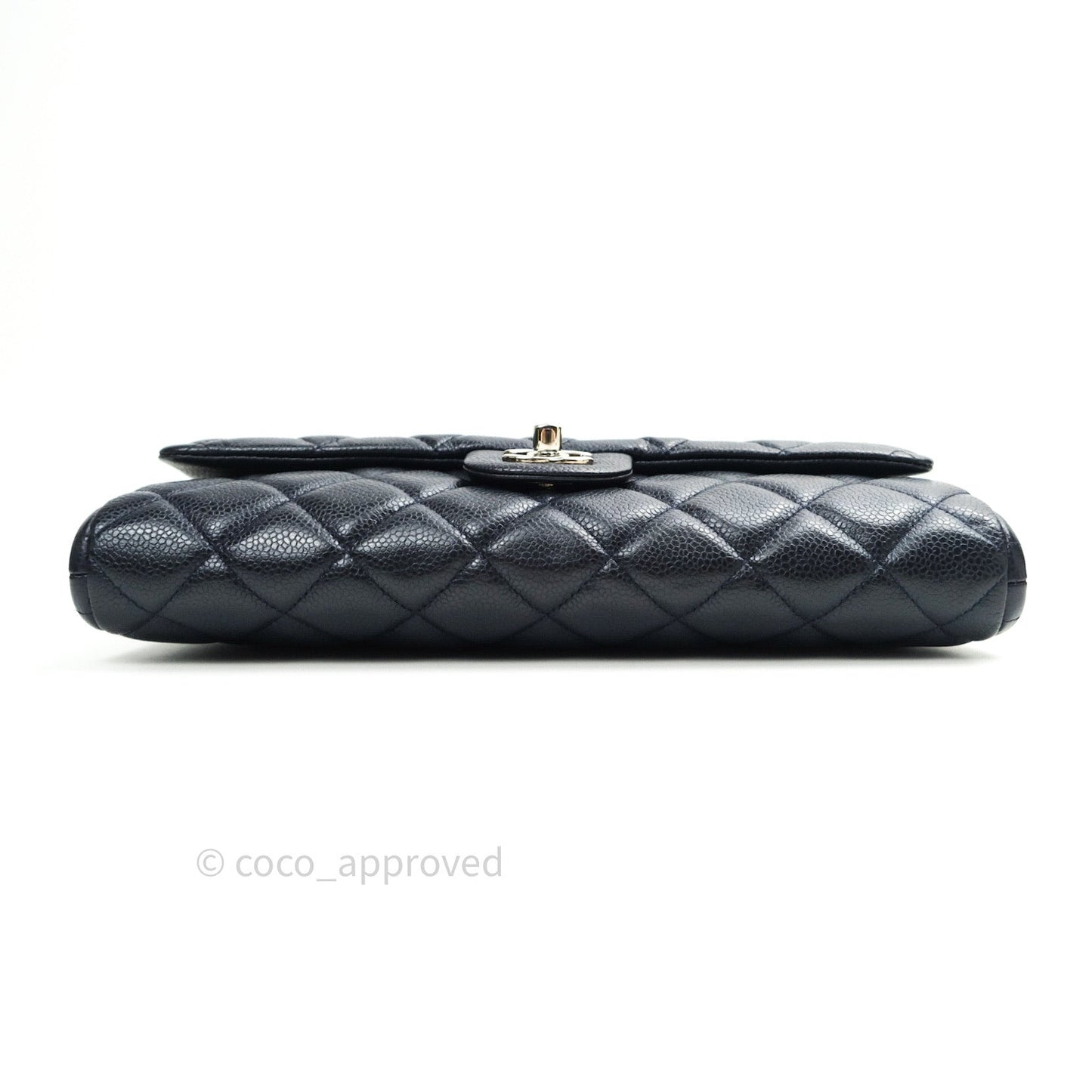 Chanel Quilted Clutch with Chain Dark Navy Caviar Silver Hardware