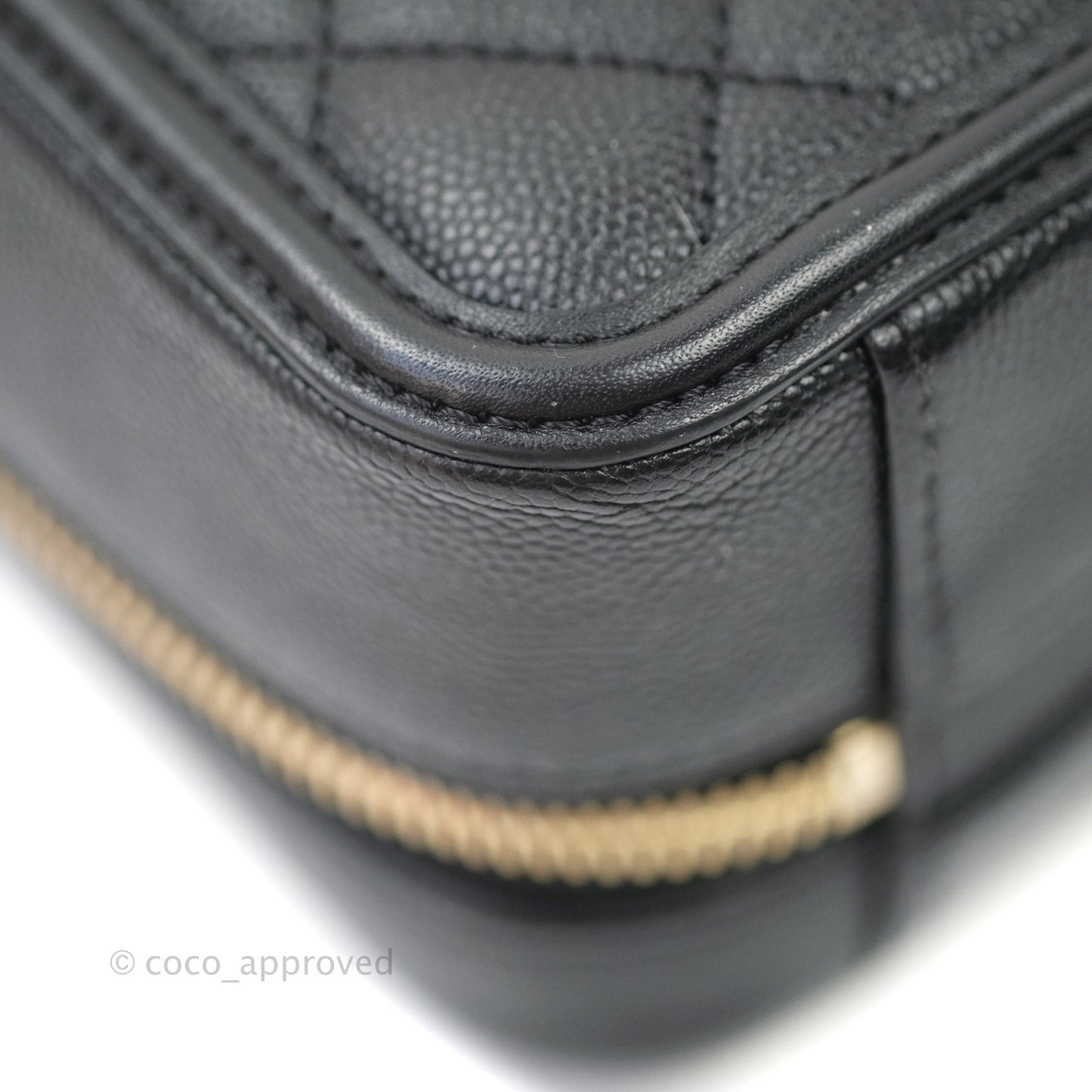 Chanel Quilted Small CC Filigree Vanity Case Black Caviar