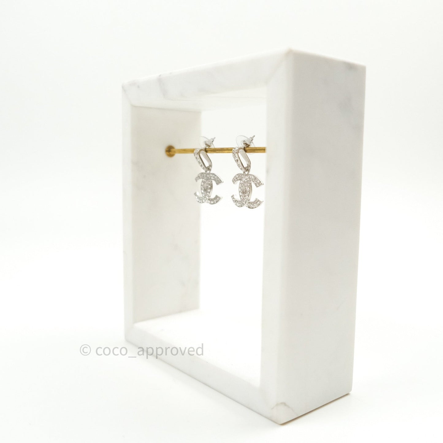 Chanel Crystal Dangling CC Earrings